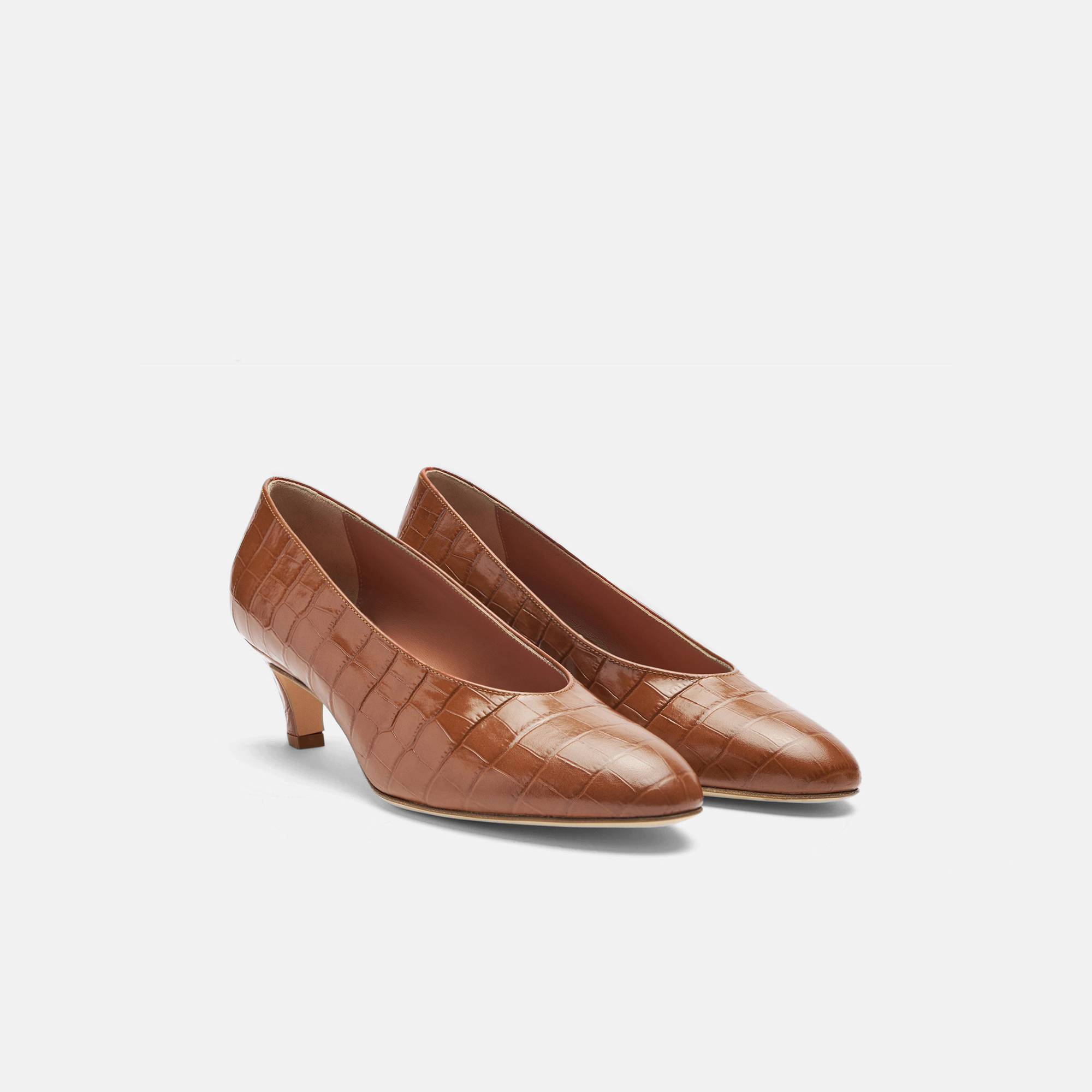 Shop Scarosso Deva Cognac Croco - Woman High Heels Cognac In Cognac - Croco-printed Calf