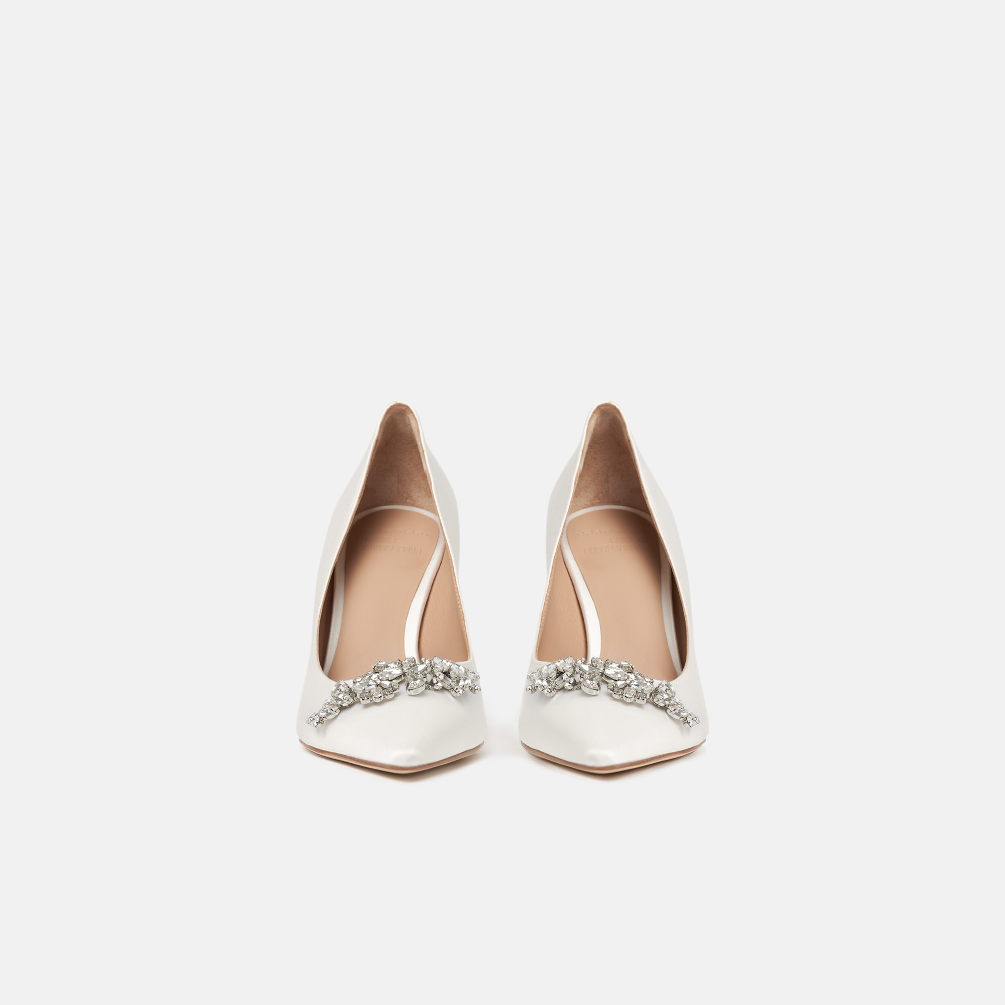 Scarosso Greta Satin Strass In White - Silk