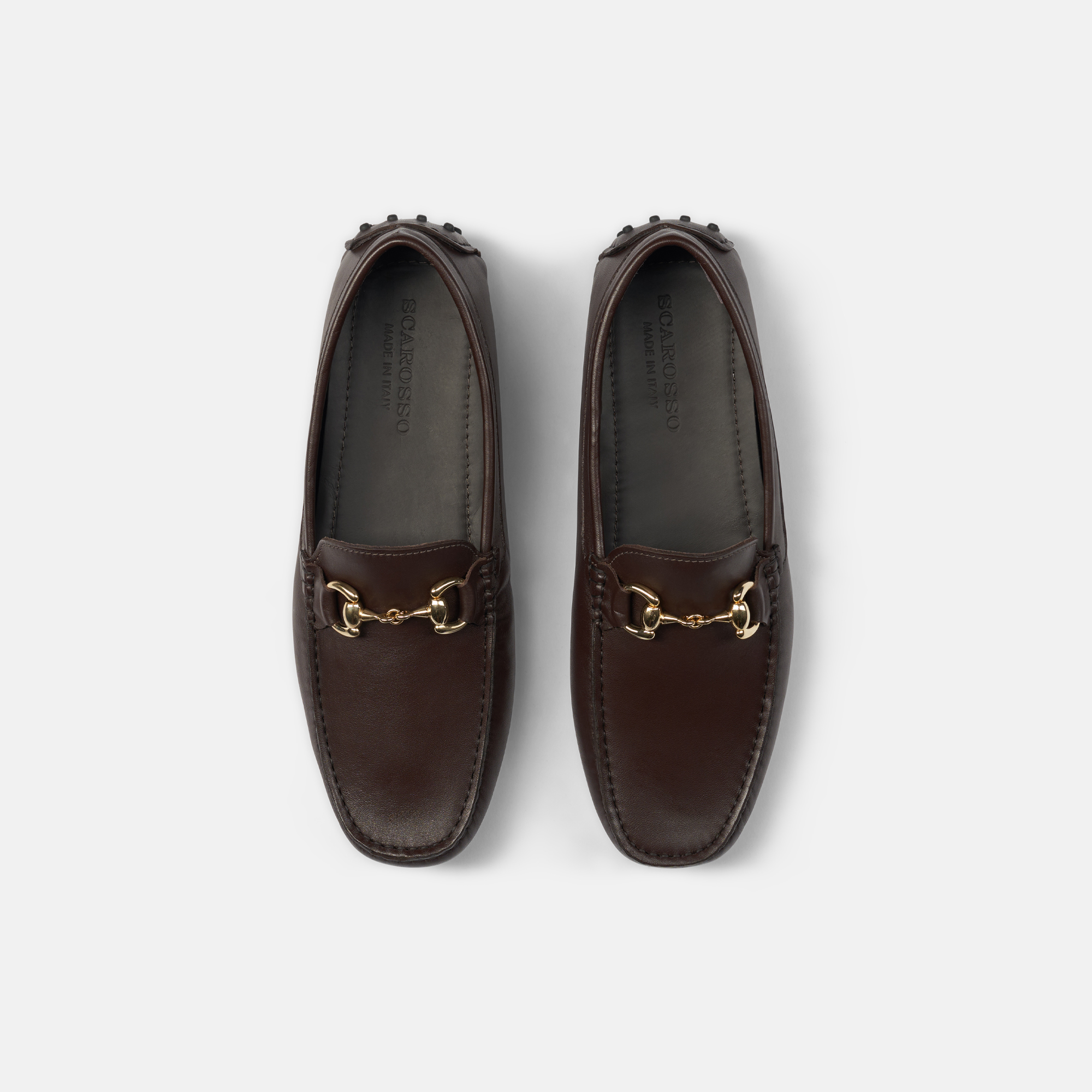 Scarosso Raphael Leather Driving Loafers In Dark Brown - Calf