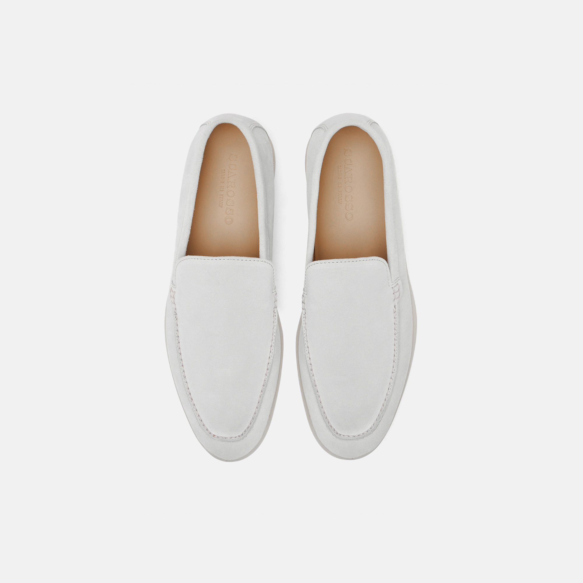 Scarosso Round-headed Casual Shoes In Ice - Suede