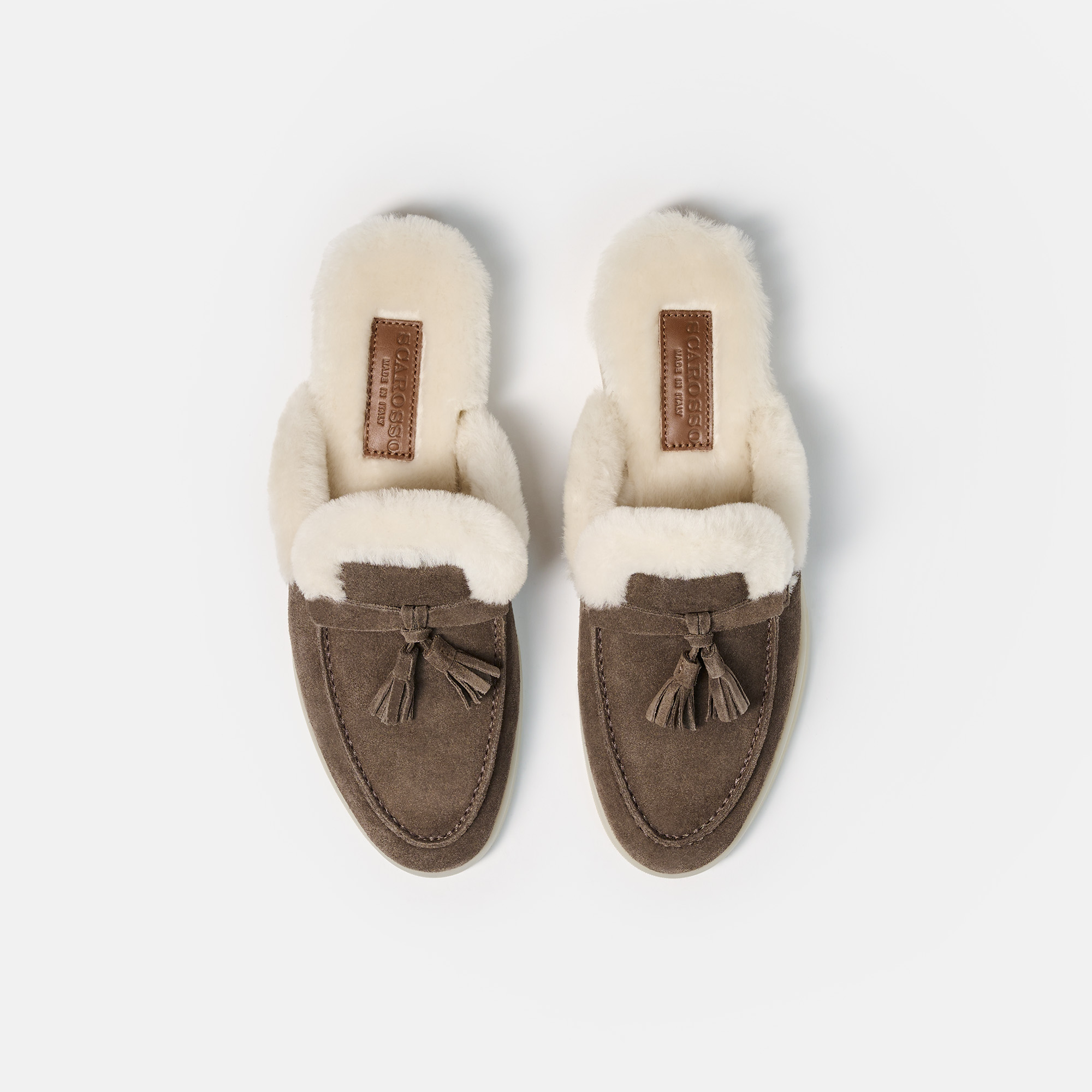 Scarosso Tassel-embellished Suede Mules