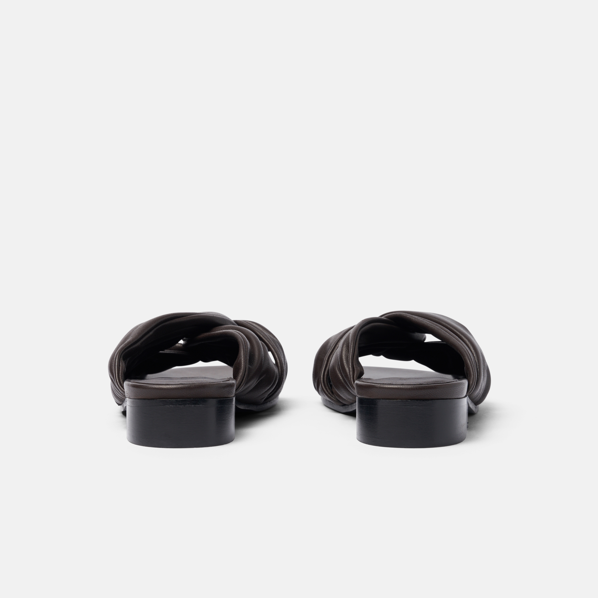Scarosso Knotted-detail Slide Sandals In Dark Brown - Calf