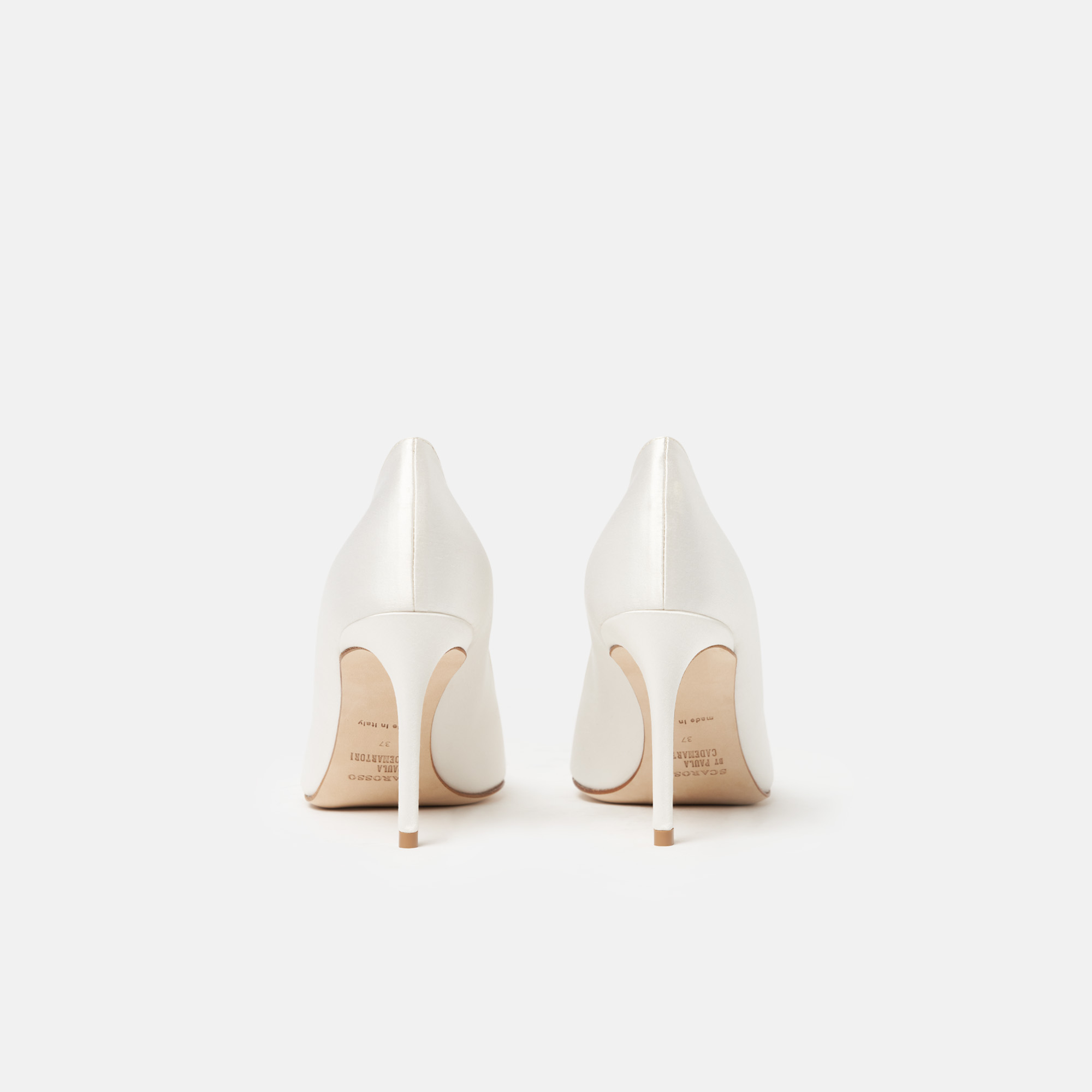 Scarosso Greta Satin Pointed-toe Pumps In White