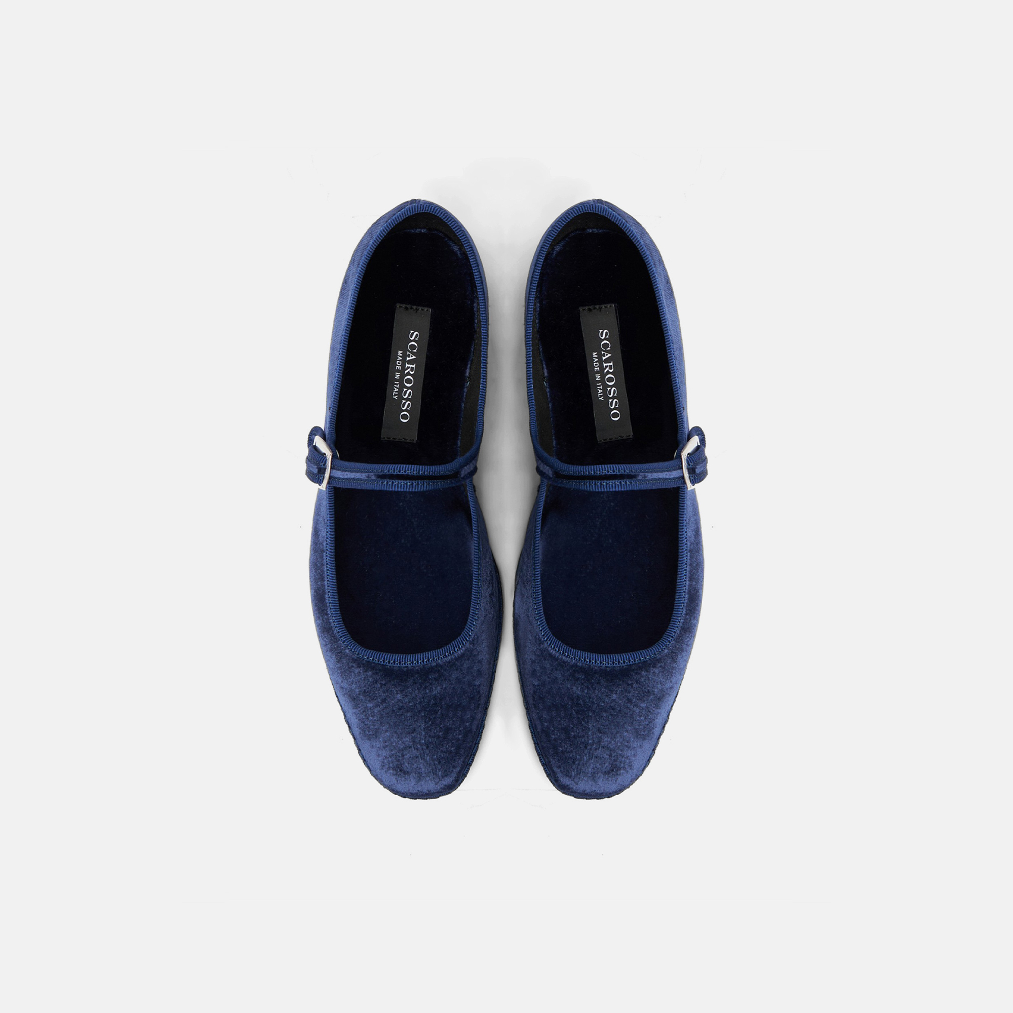 Scarosso Petra Velvet Ballerina Shoes In Blue