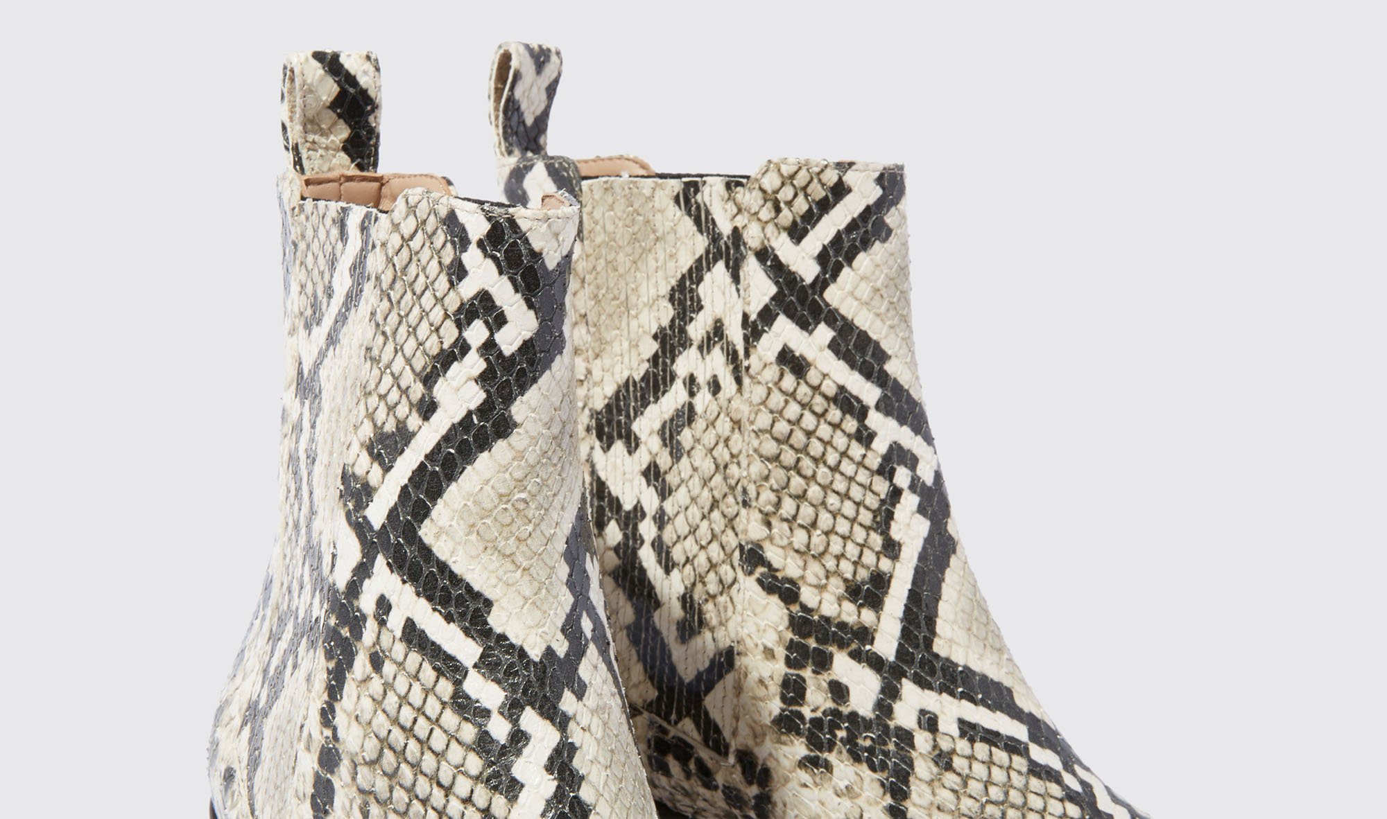 Shop Scarosso Olivia Python - Woman Chelsea Boots Beige In Beige - Python-printed Calf