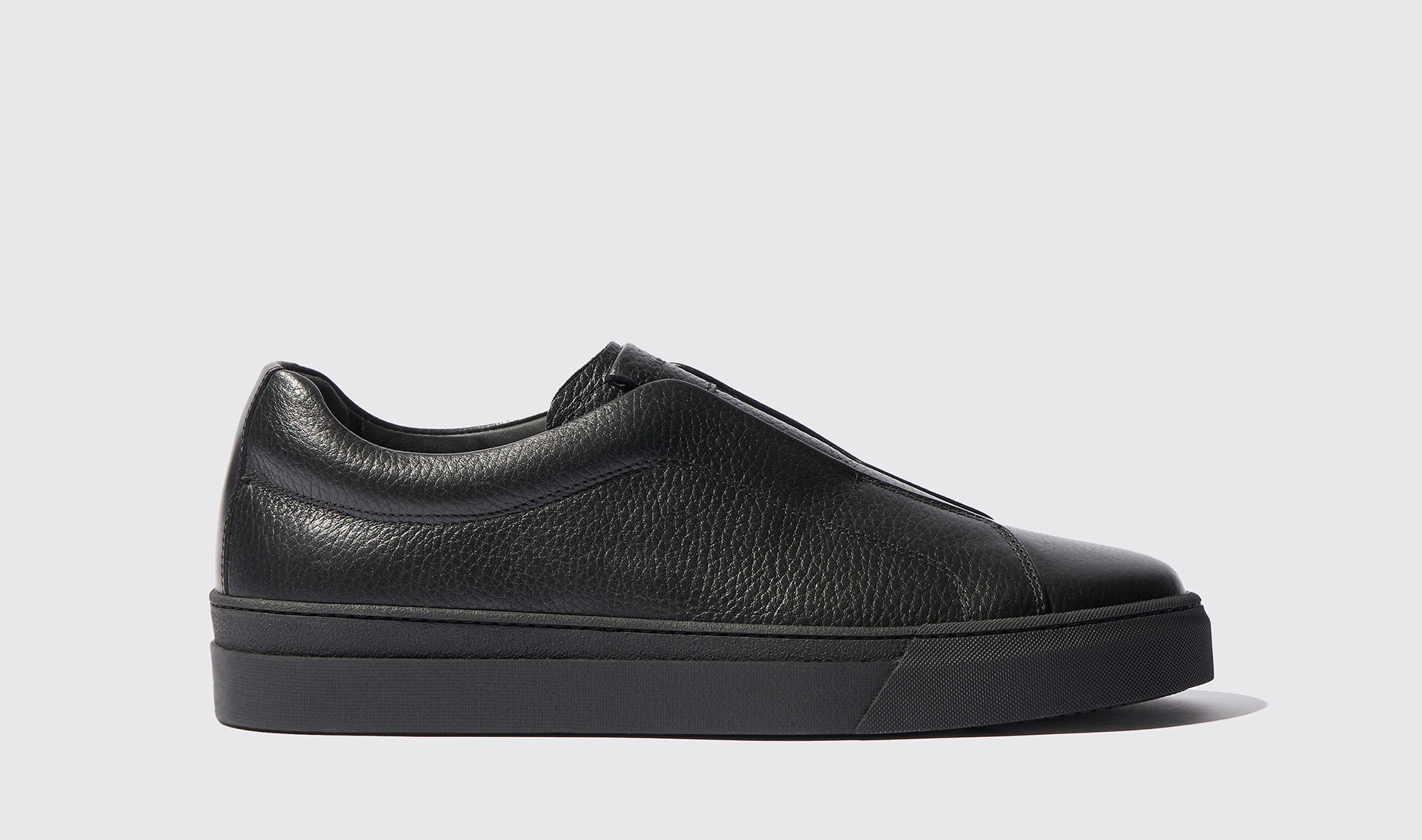 Scarosso Luca Black Grain - Man Sneakers Black In Black - Calf Leather