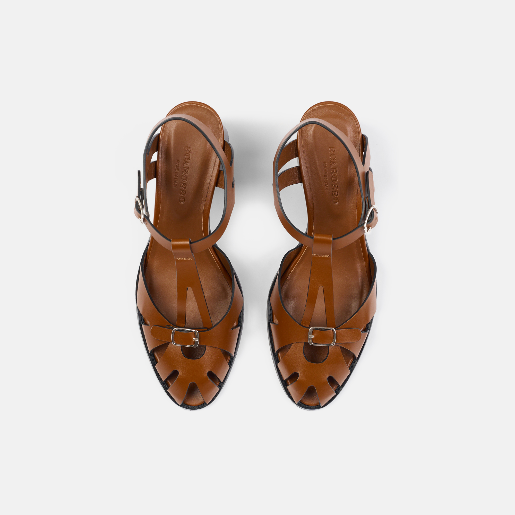 Scarosso Giulia Fisherman Heeled Sandals In Brown