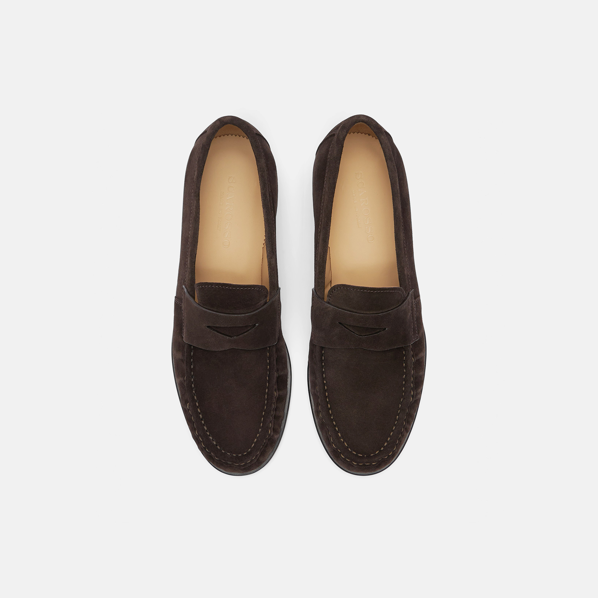 Scarosso Fred Round-toe Loafers In Brown - Suede