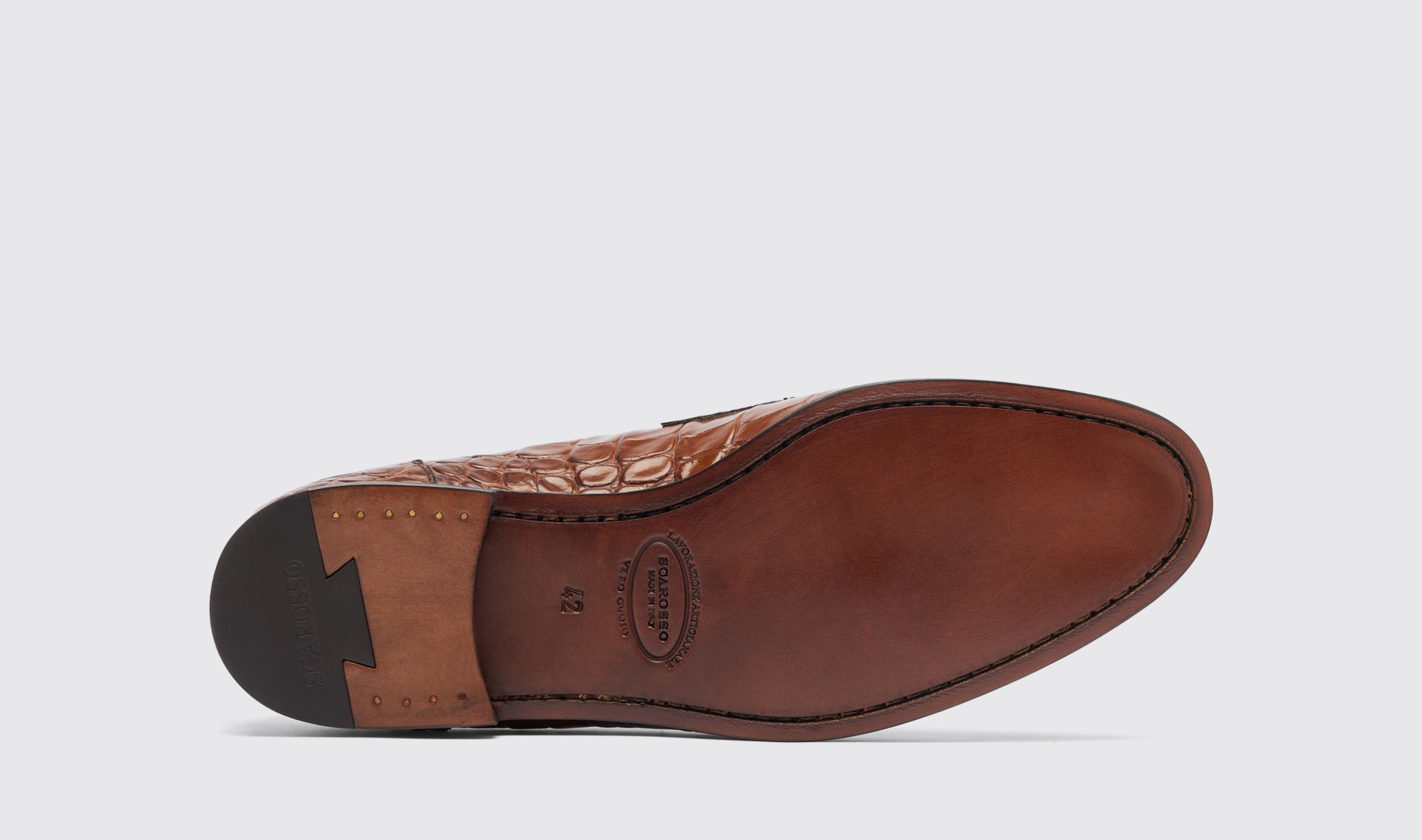 Shop Scarosso Alessandro Brown Croco - Man Loafers & Flats Brown In Brown - Croco-printed Calf