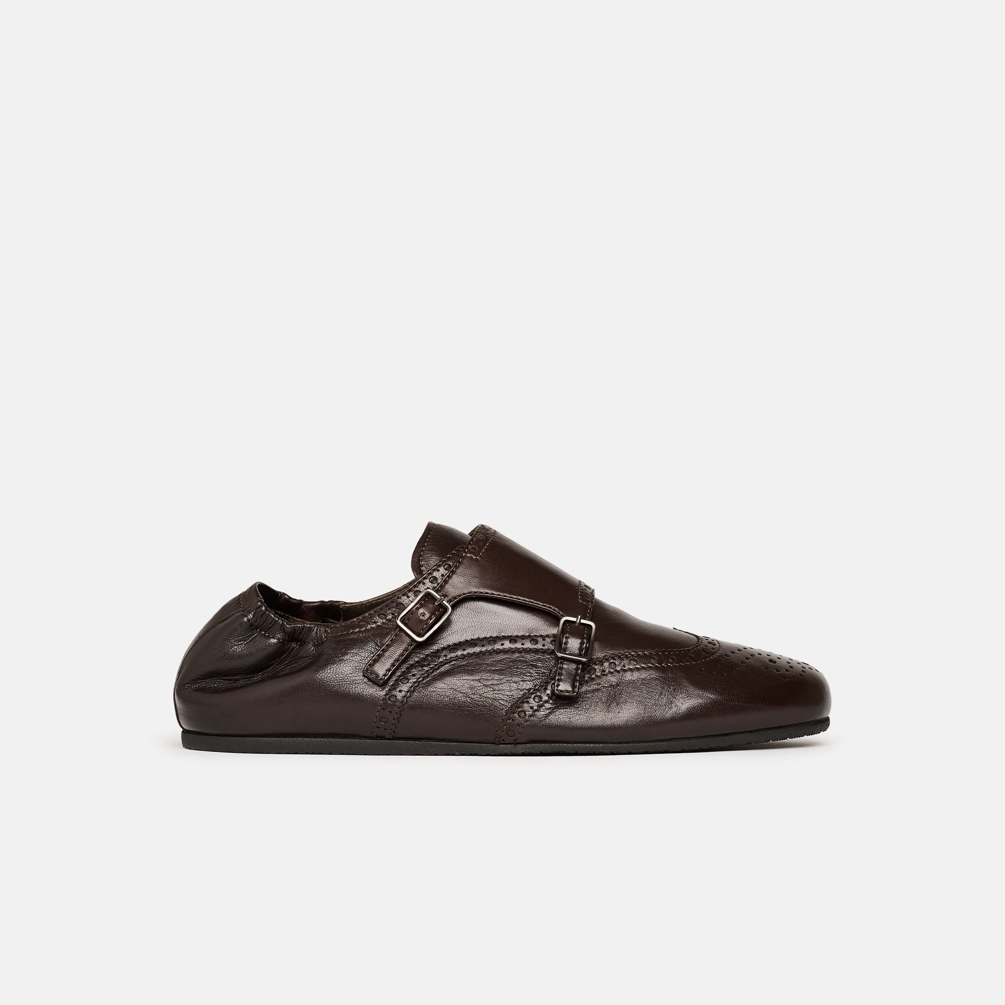 Scarosso Johnny Buckled Brogue Monk Shoes In Brown