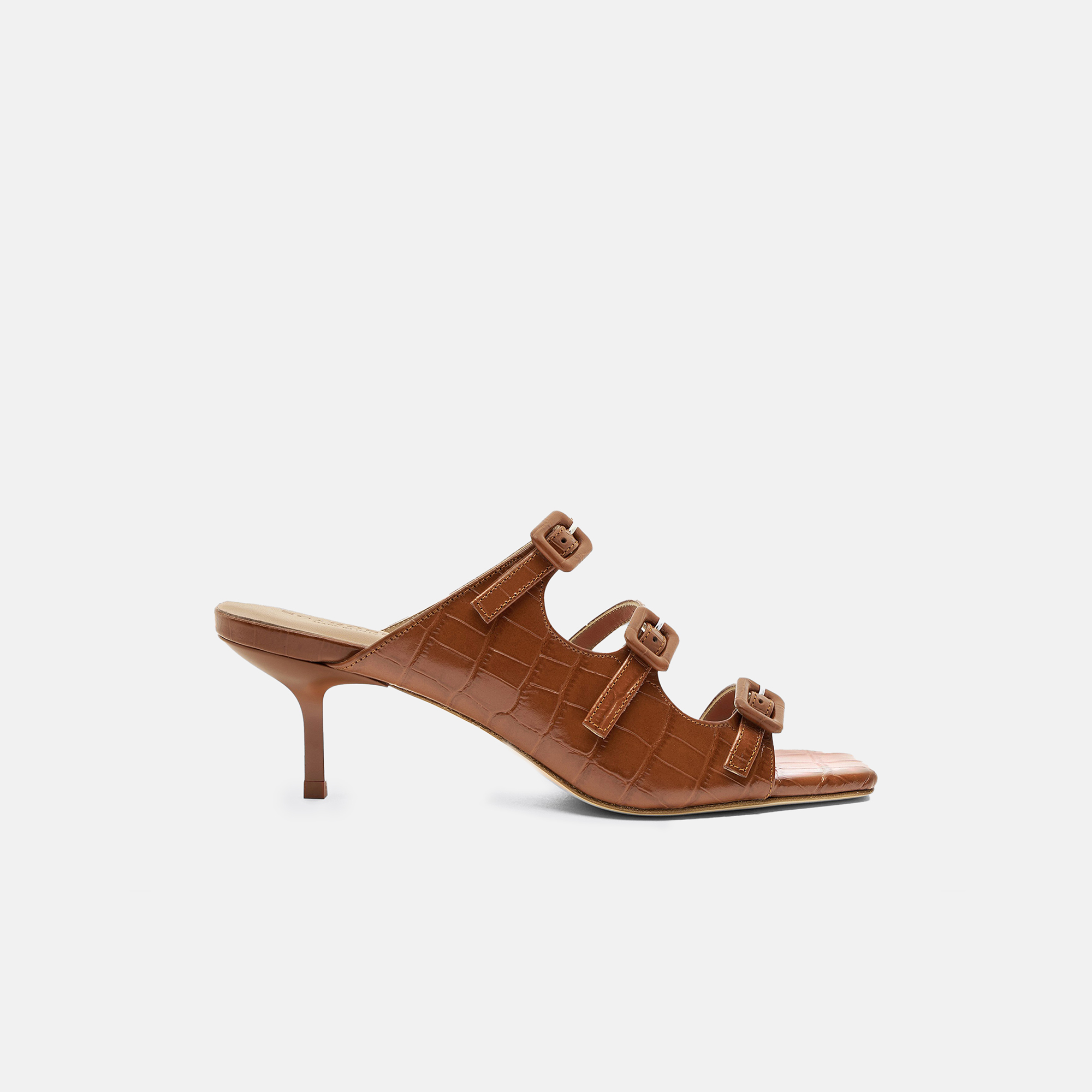 Shop Scarosso Manuela Cognac Croco - Woman Sandals Cognac In Cognac - Croco-printed Calf