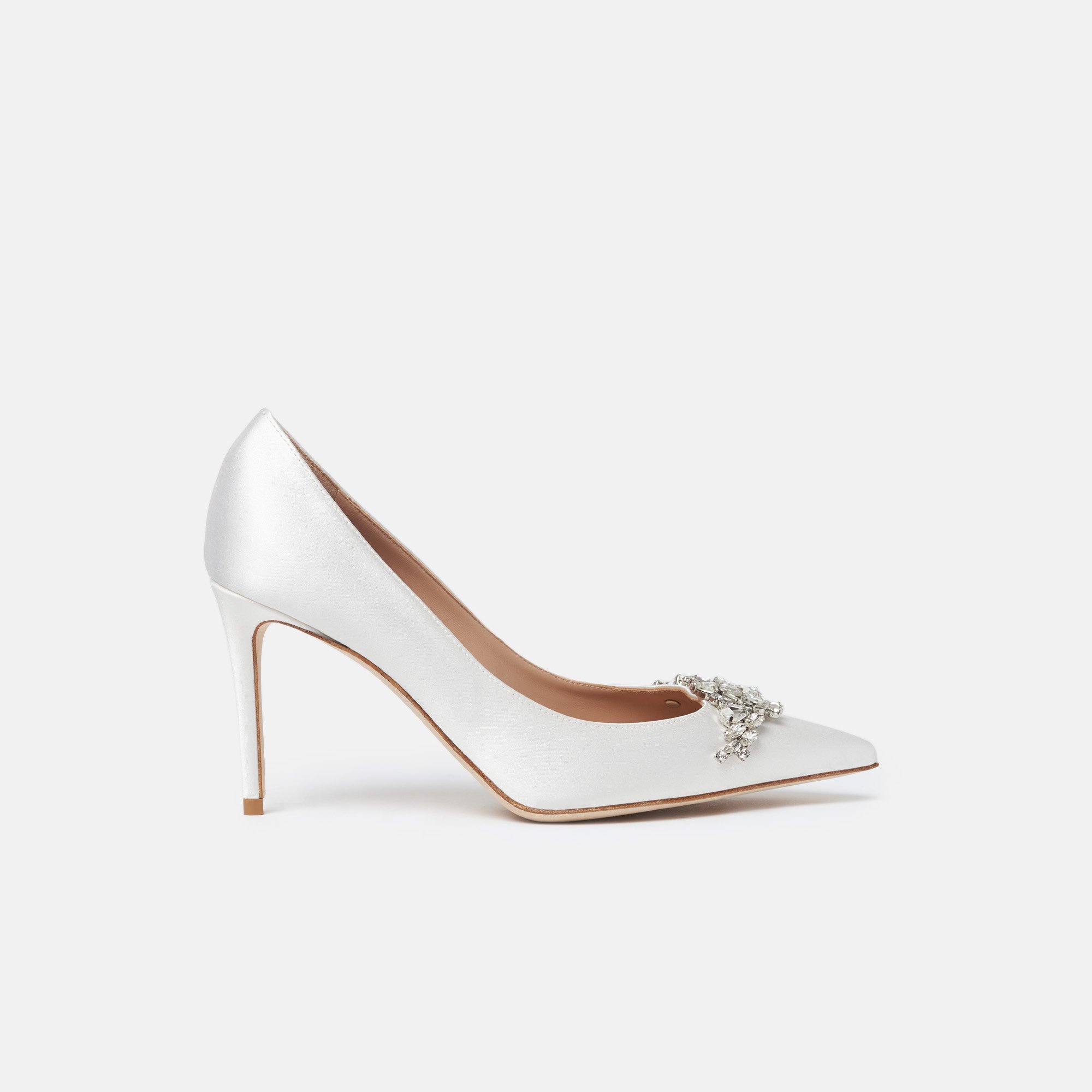 Scarosso Greta Satin Strass In White - Silk