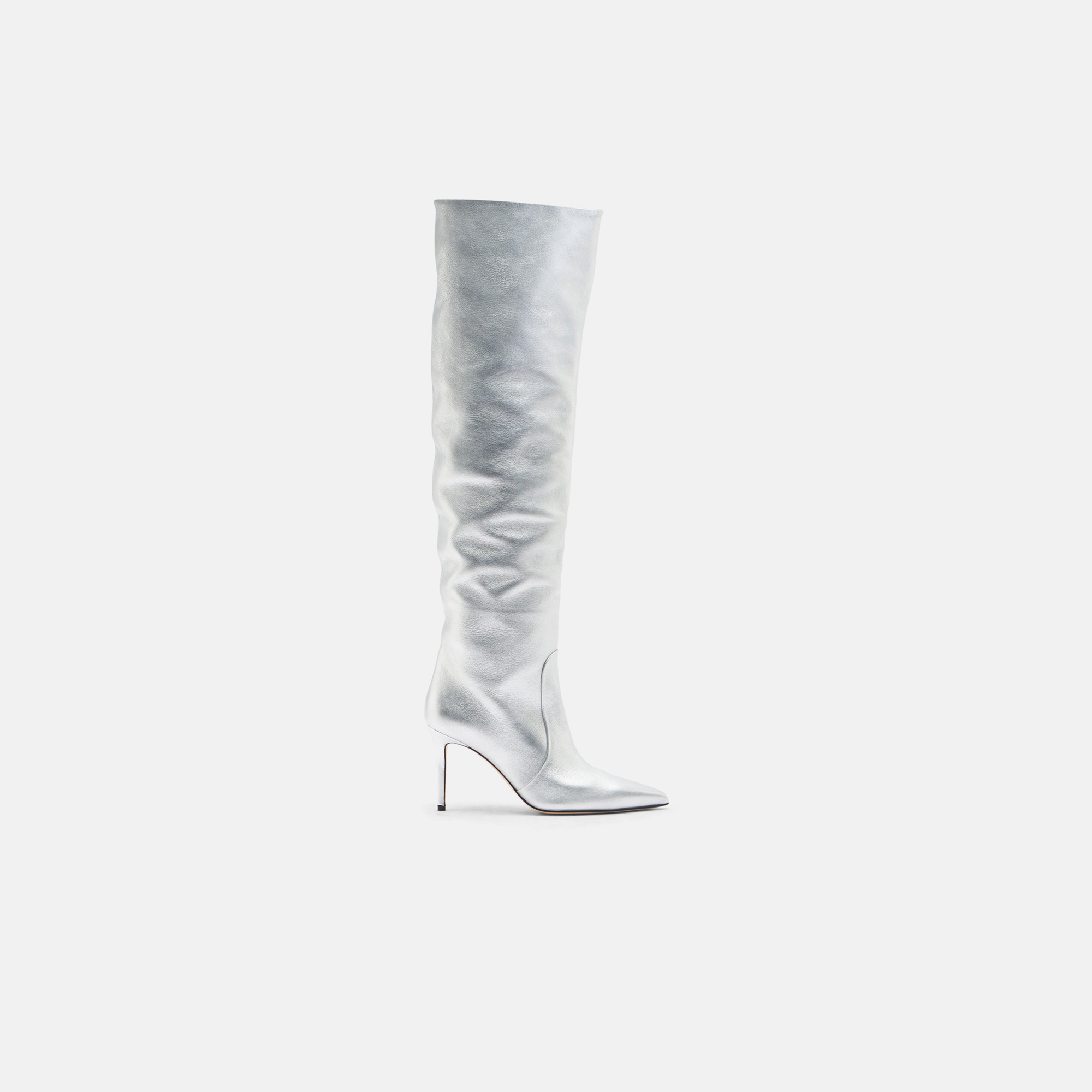 Scarosso Carra Silver - Donna Stivali E Stivaletti Argento - Vitello 37 - Immagine 1