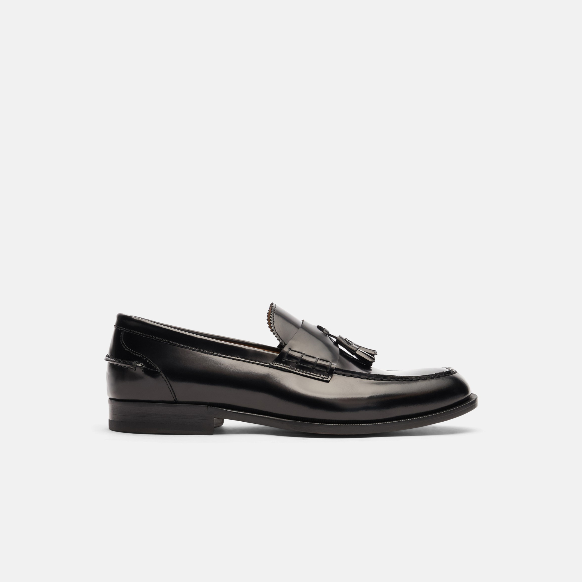 Scarosso Ralph Black Bright - Uomo Mocassini Nero - Pelle Di Vitello Spazzolata 40,5