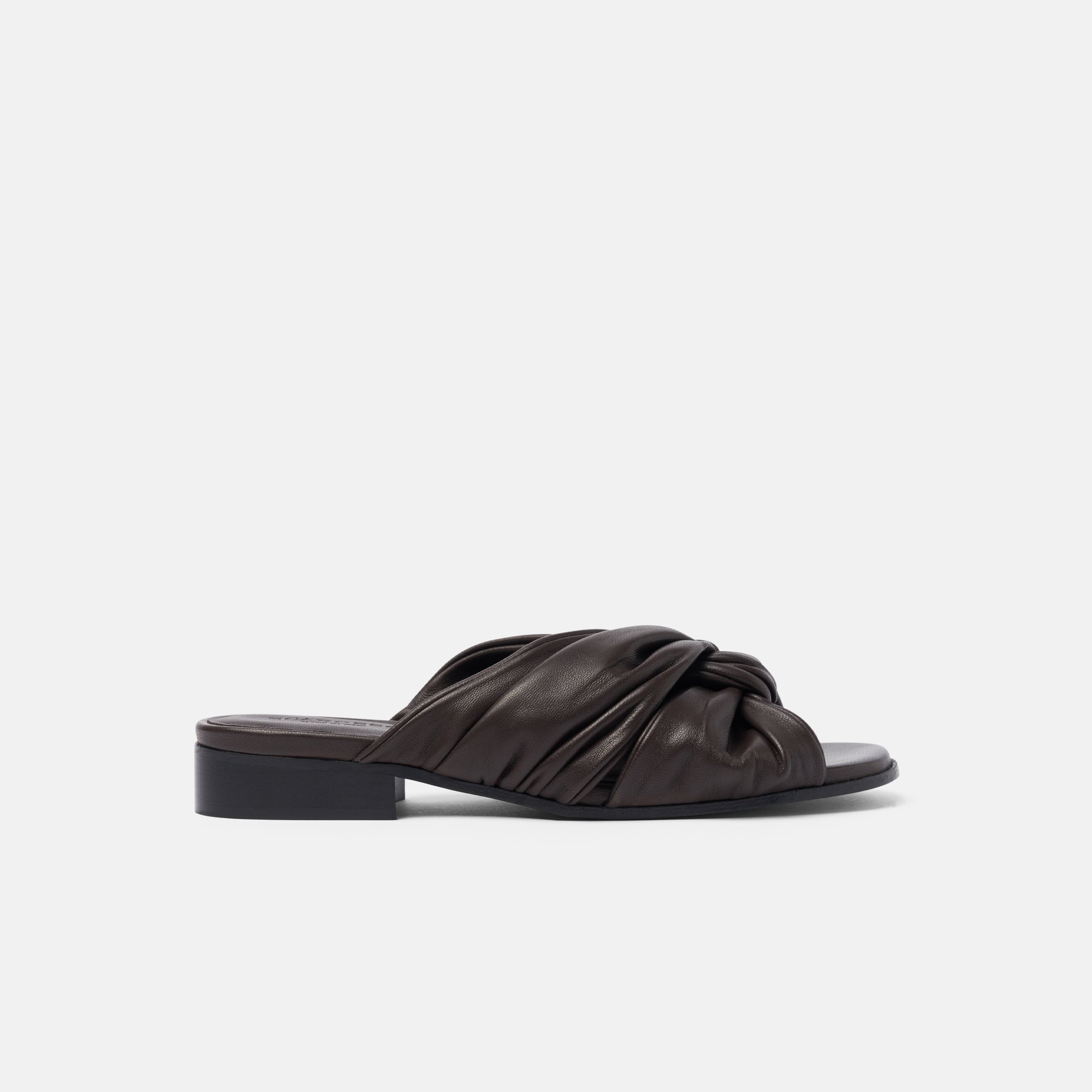 Scarosso Knotted-detail Slide Sandals In Dark Brown - Calf