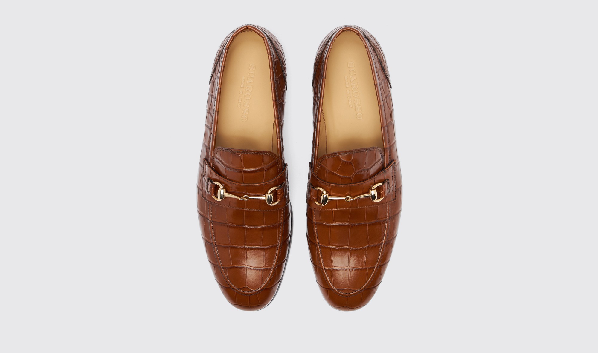 Shop Scarosso Alessandro Brown Croco - Man Loafers & Flats Brown In Brown - Croco-printed Calf