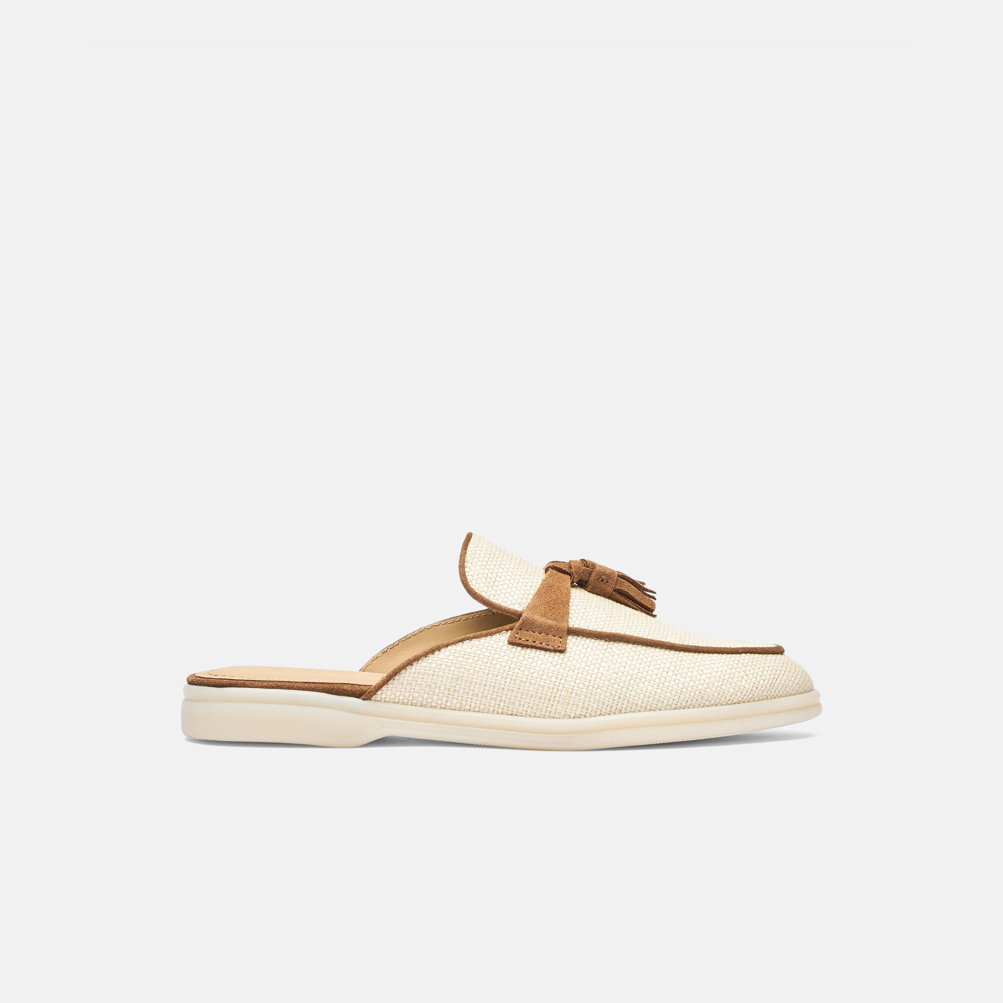 Scarosso Lucrezia Tassel Raffia Mules In Beige - Straw