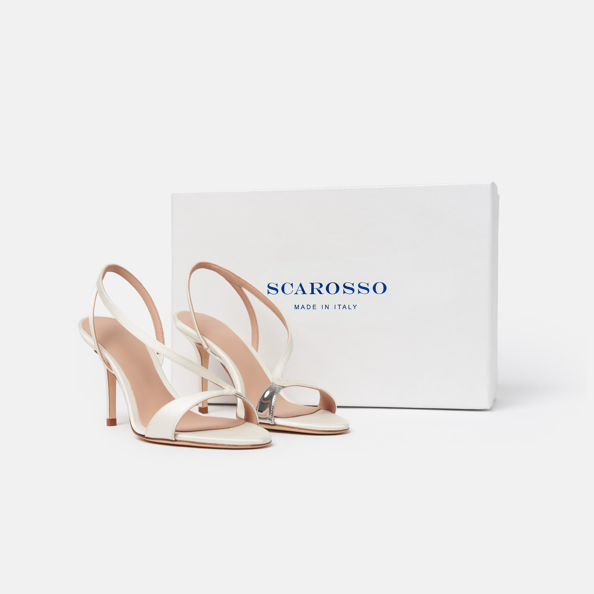 Scarosso Paula Almond-toe Strappy Sandals In White