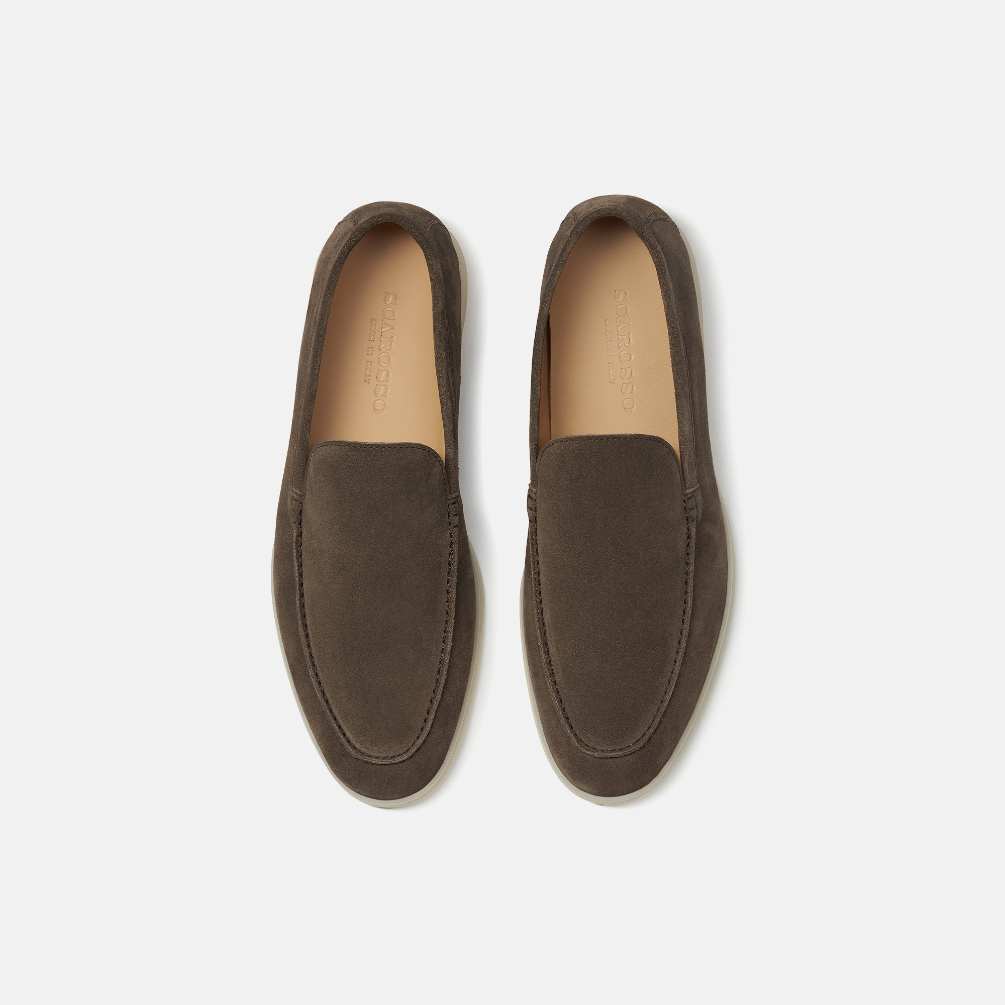Scarosso Ludovico Suede Loafers In Deep Taupe - Suede
