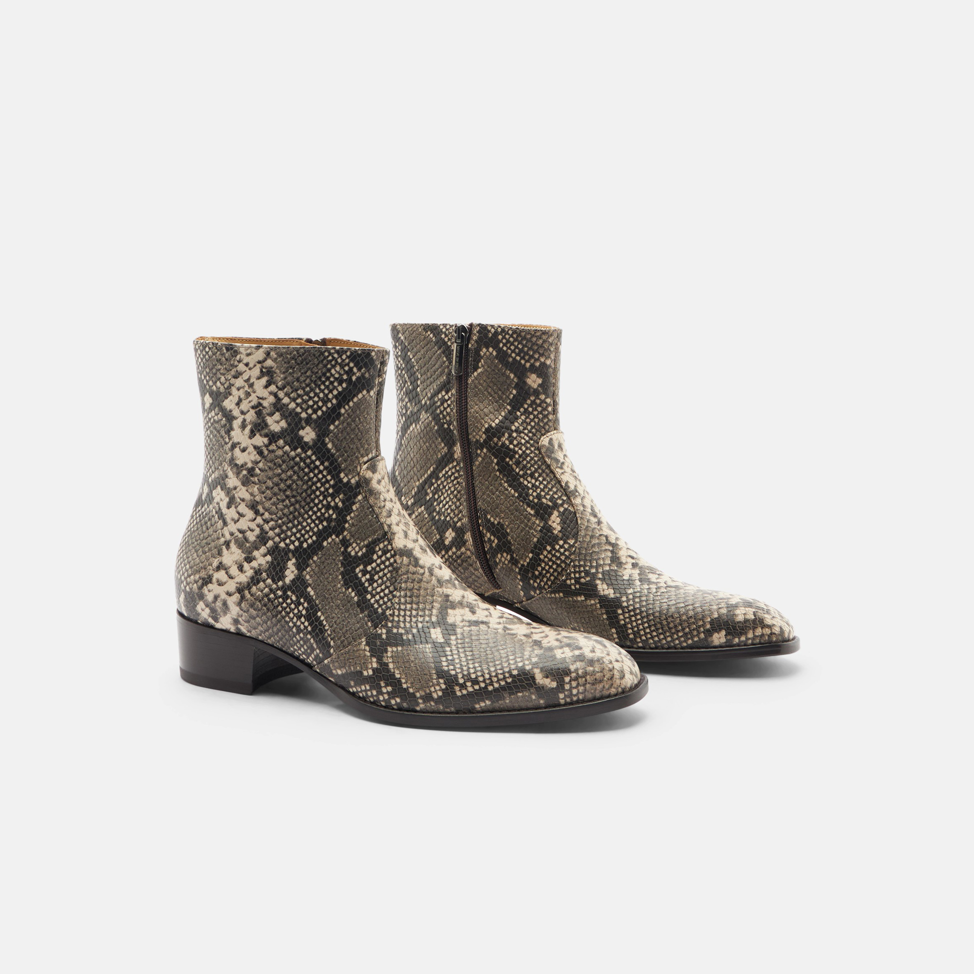 Scarosso Warren Python-print Chelsea Boots In Beige - Python-printed Calf