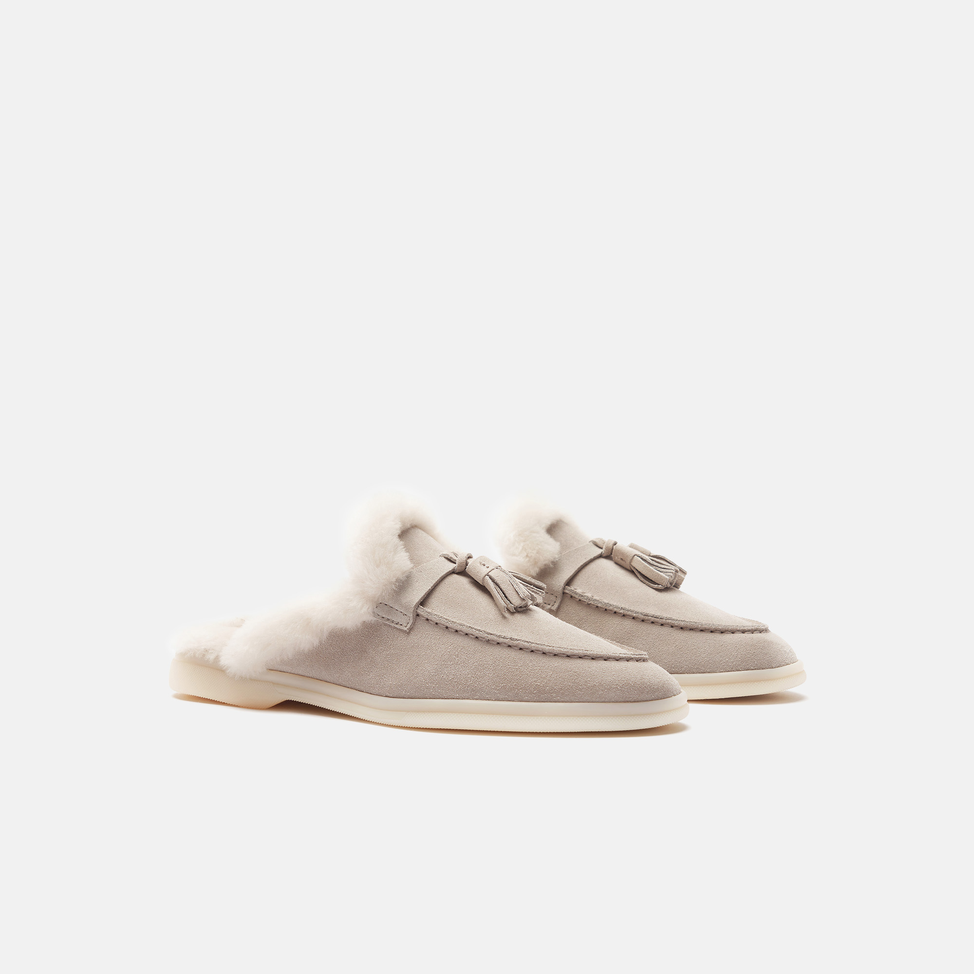 Scarosso Lucrezia Shearling Slip-on Mules In Sand - Suede Fur