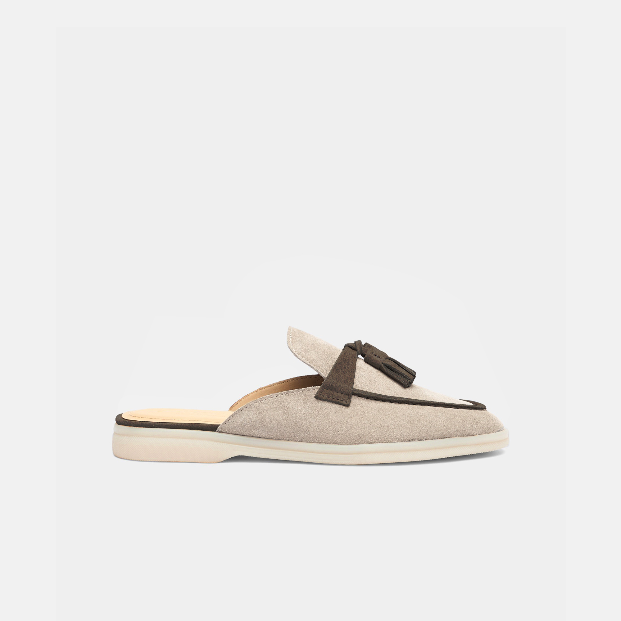 Scarosso Lucrezia Mules In Sand & Deep Taupe - Suede