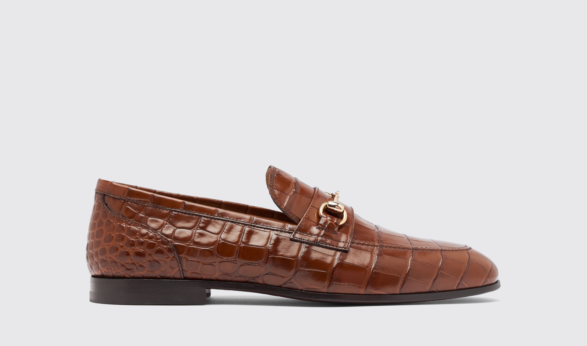 Scarosso Alessandro Crocodile-effect Loafers In Brown
