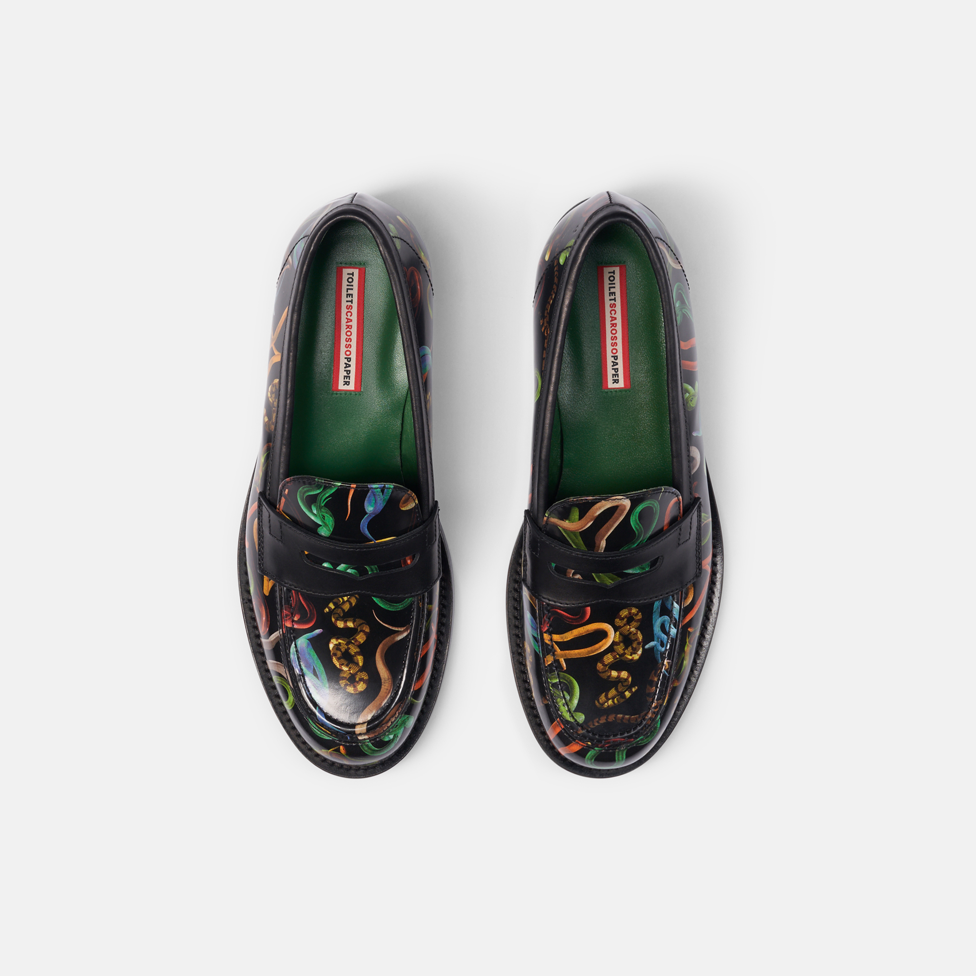 Scarosso Graphic-print Loafers In Black - Calf