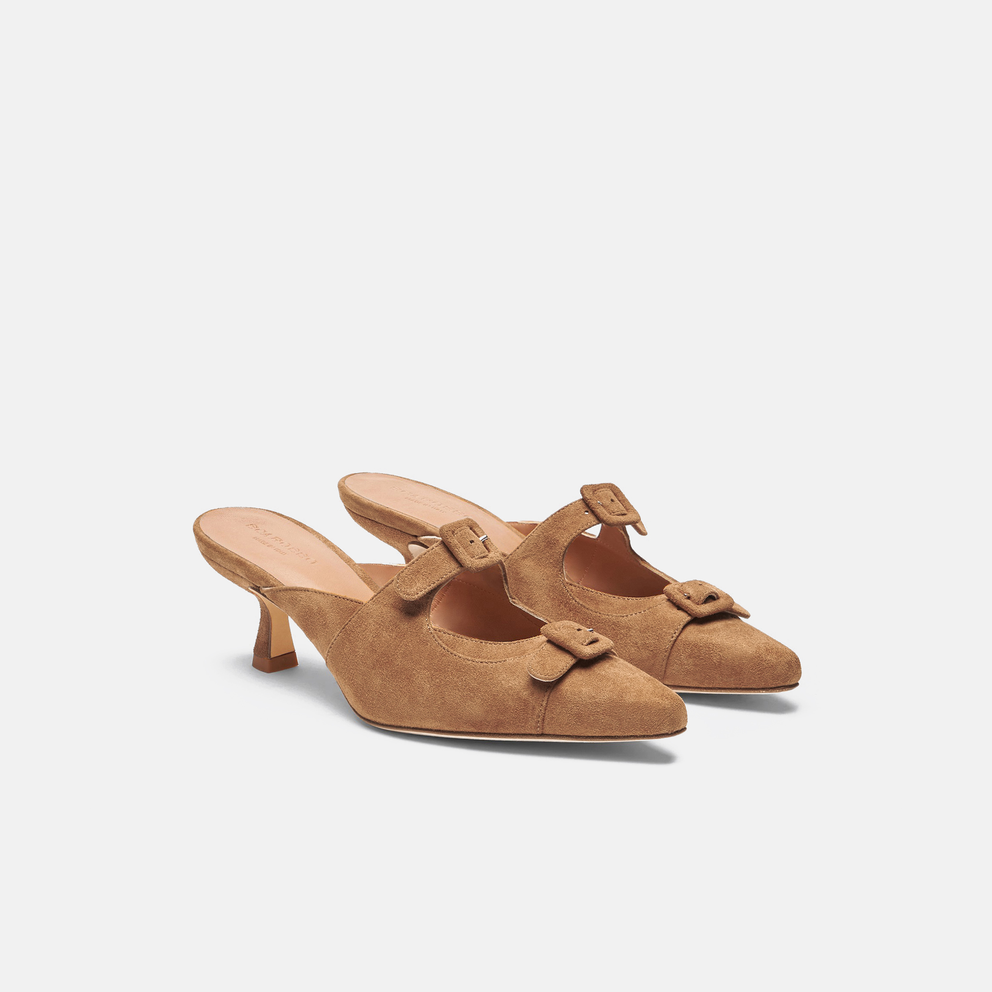 Shop Scarosso Liz Tan Suede - Woman Mules Tan In Tan - Suede