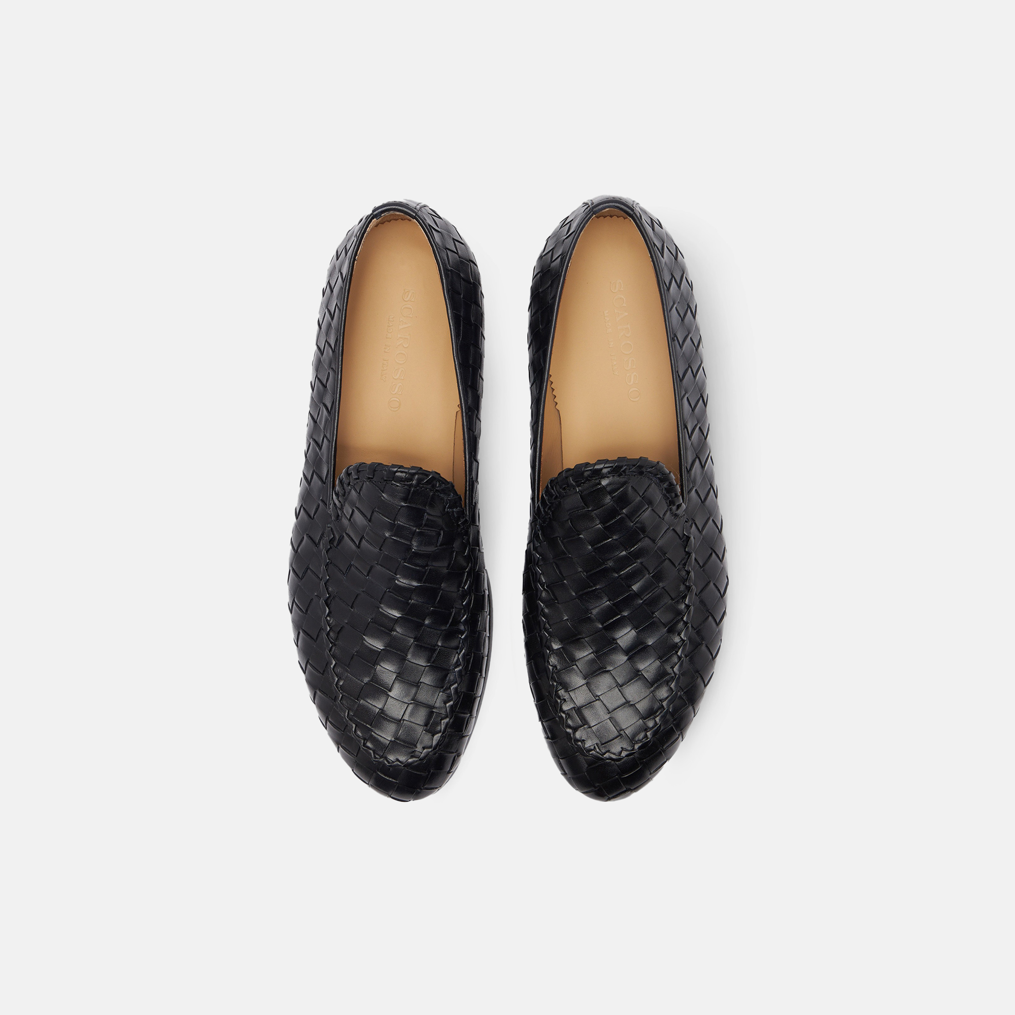 Scarosso Vittorio Interwoven Leather Loafers In Black - Calf