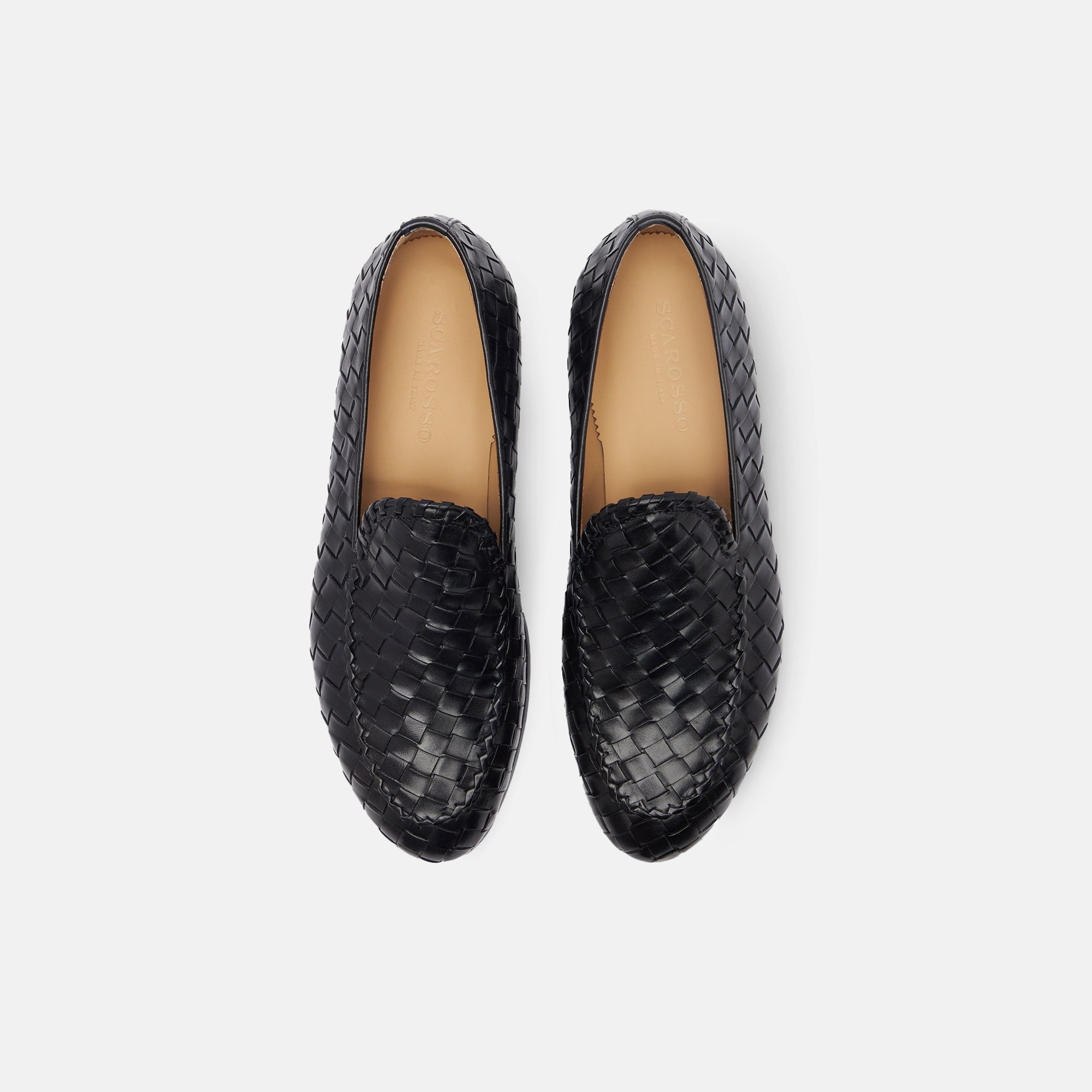 Scarosso Vittorio Interwoven Leather Loafers In Black - Calf