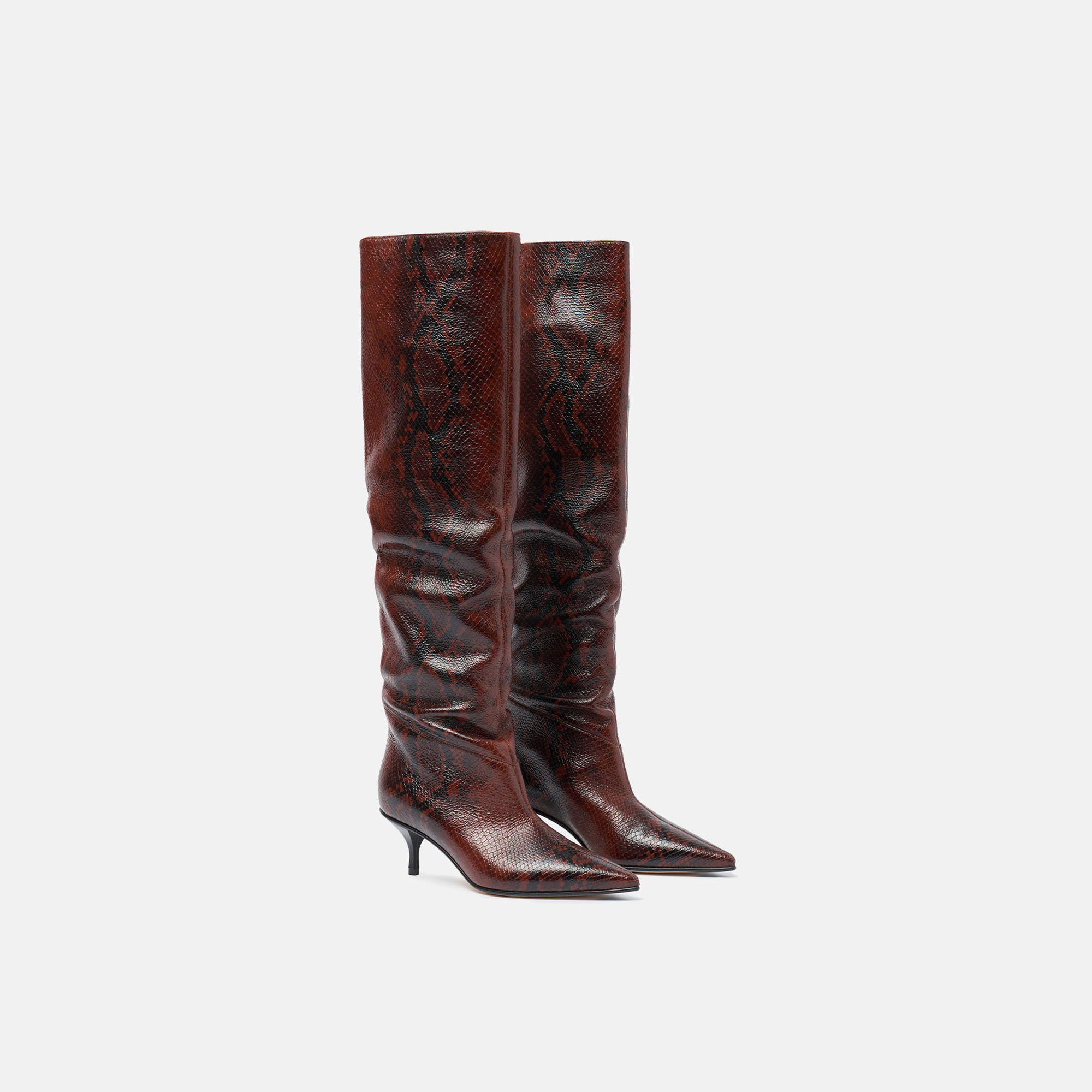 Scarosso Barbara Brown Snake In Brown - Snake-printed Calf