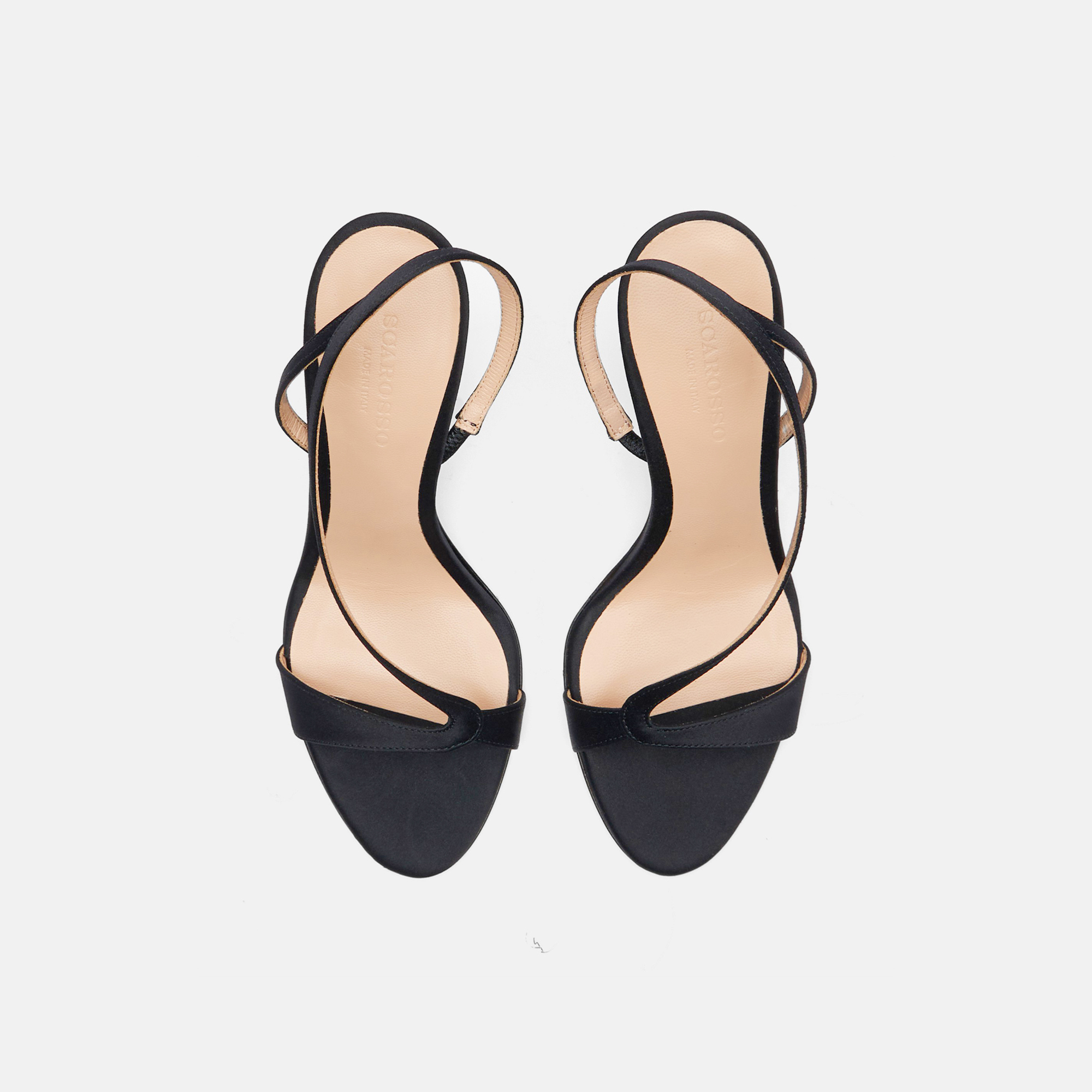 Shop Scarosso Paula Black Satin - Woman Sandals Black In Black - Silk