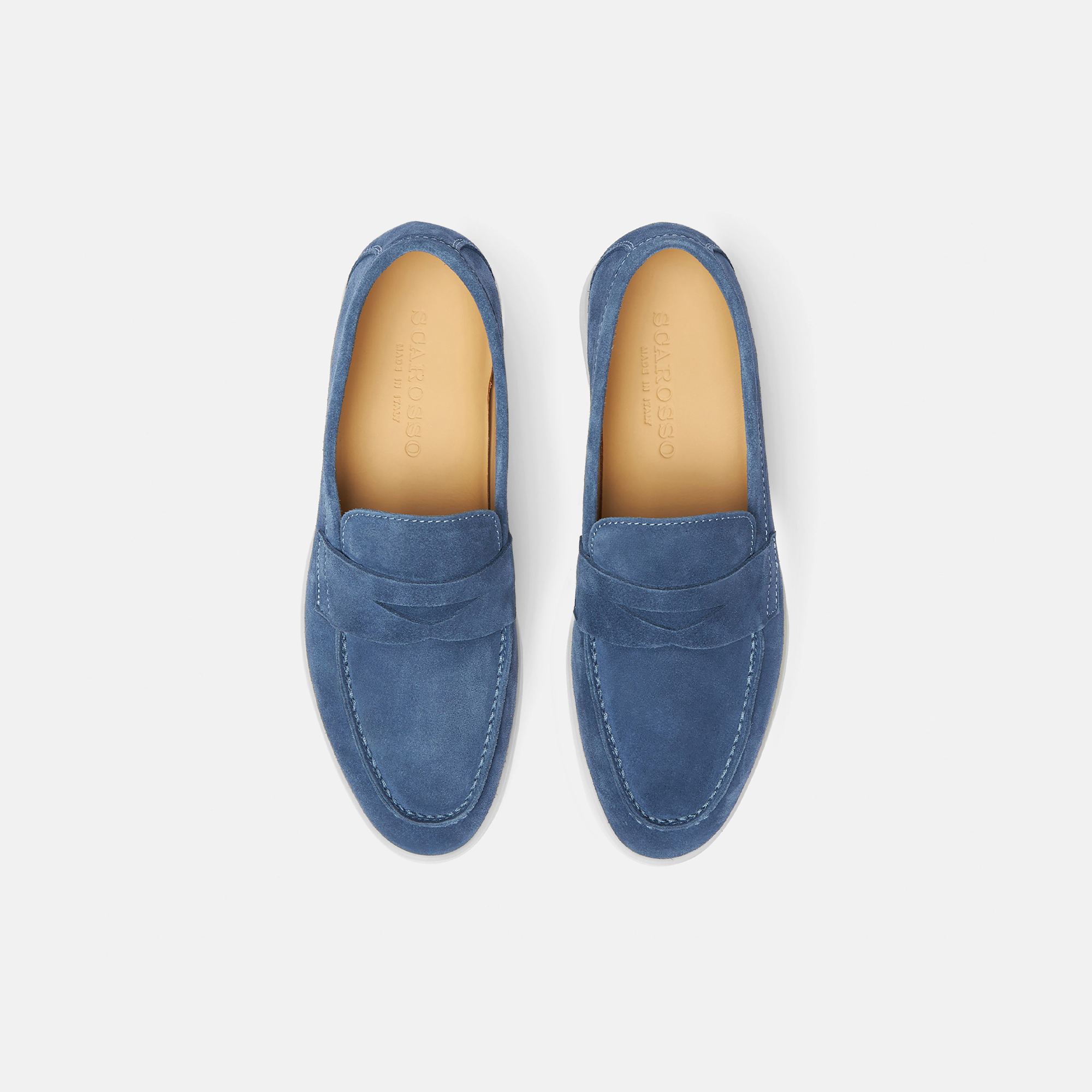 Scarosso Luciana Almond Toe Loafers In Steel - Suede
