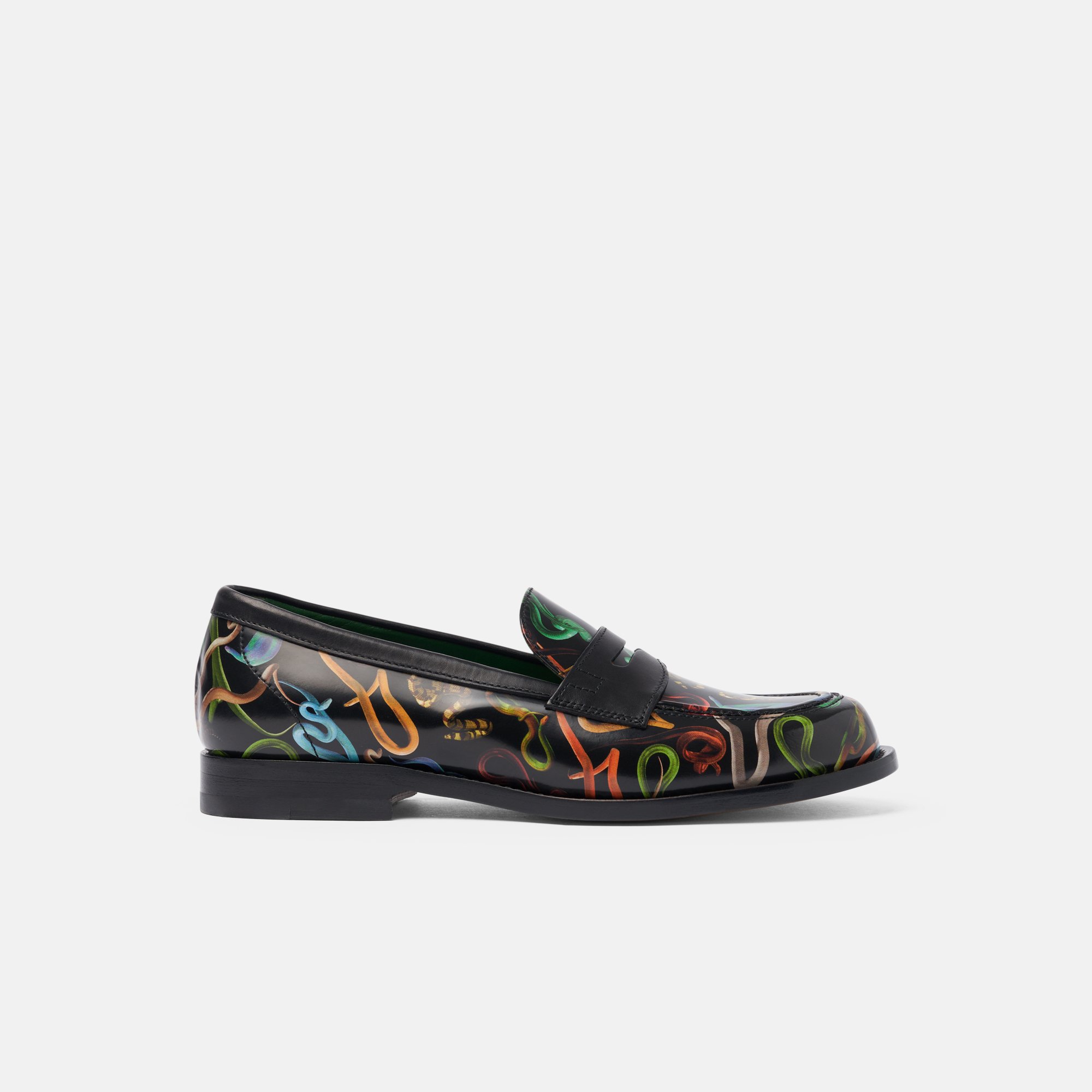 Scarosso Graphic-print Loafers In Black - Calf