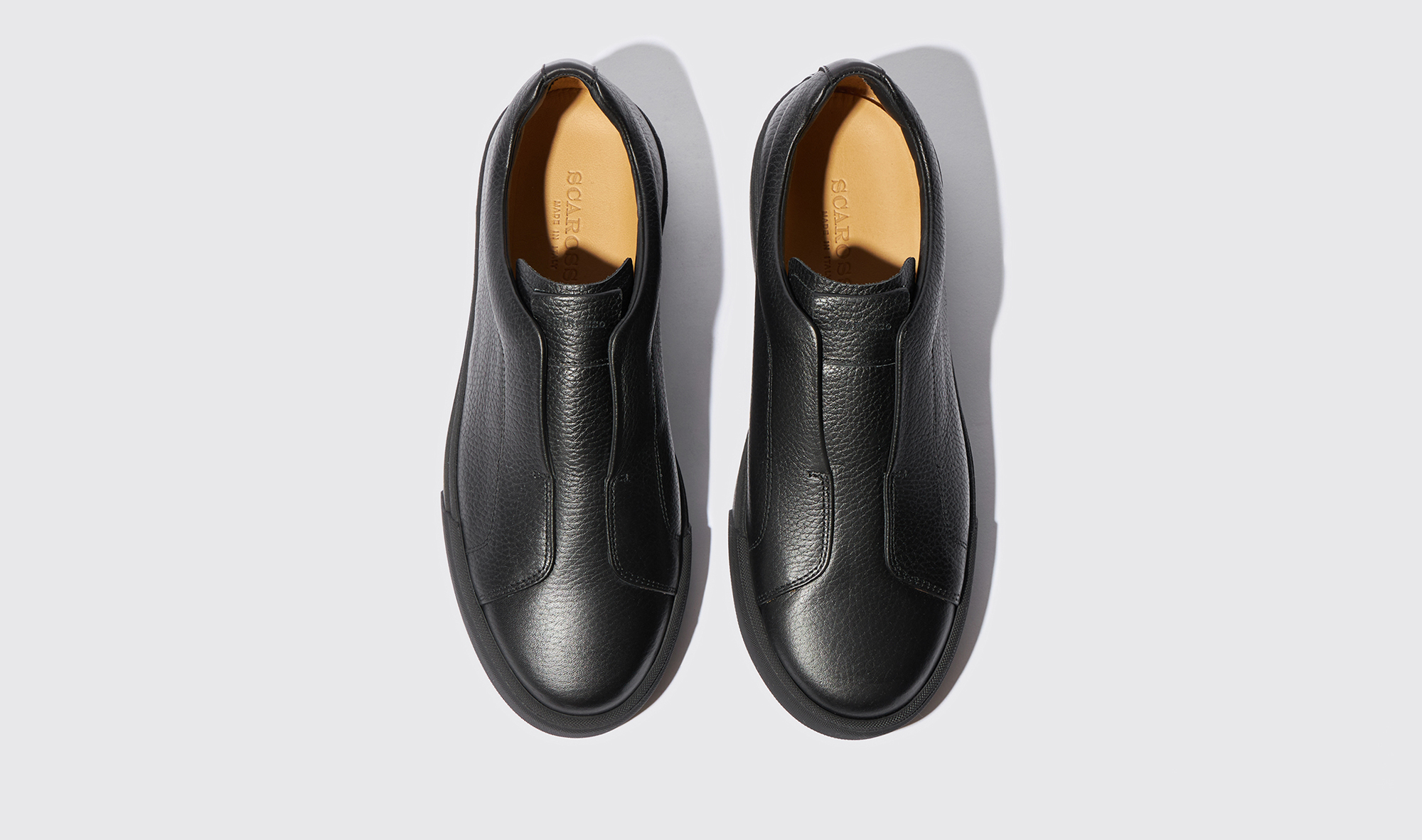 Shop Scarosso Luca Black Grain - Man Sneakers Black In Black - Calf Leather