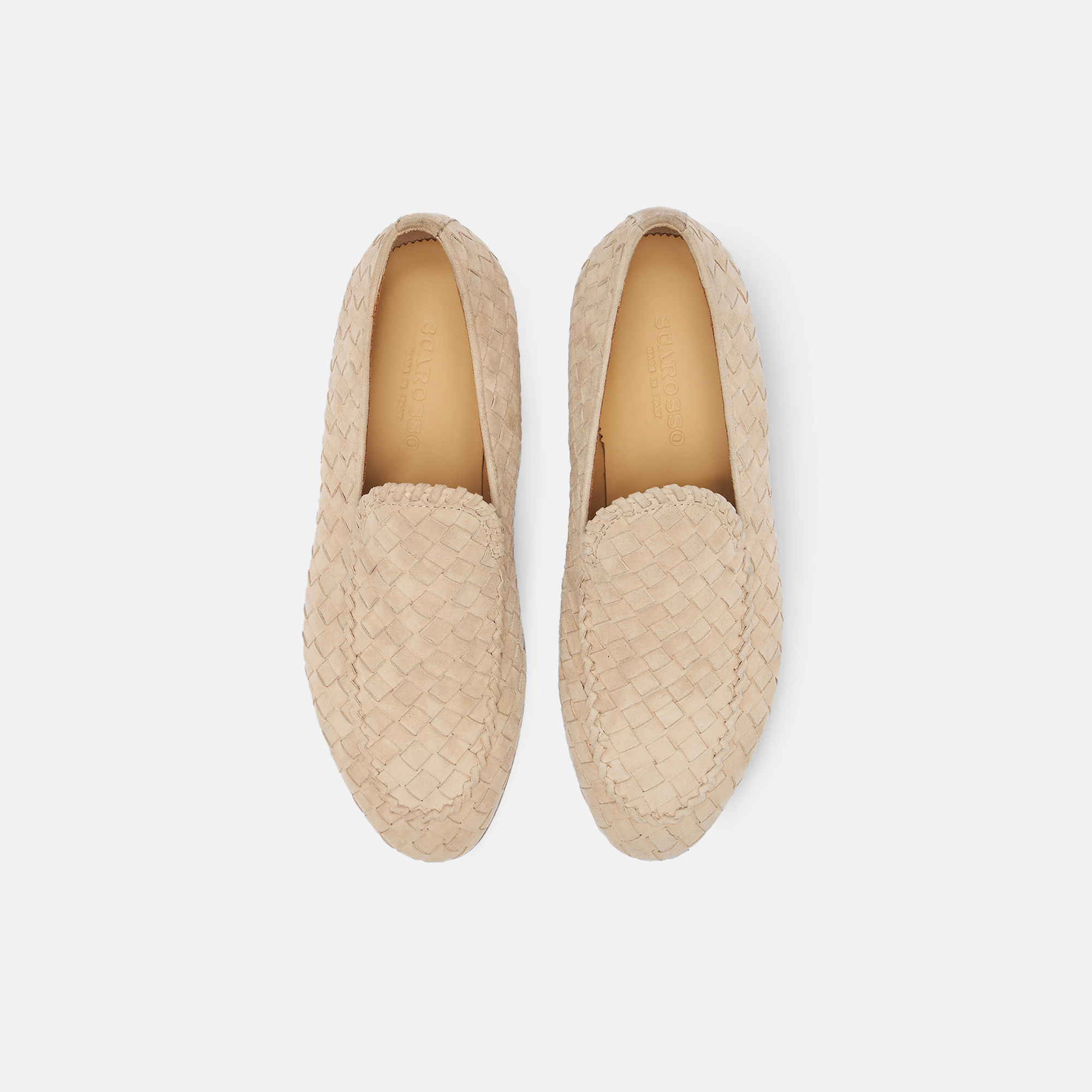 Scarosso Vittorio Interwoven Suede Loafers In Sand - Suede