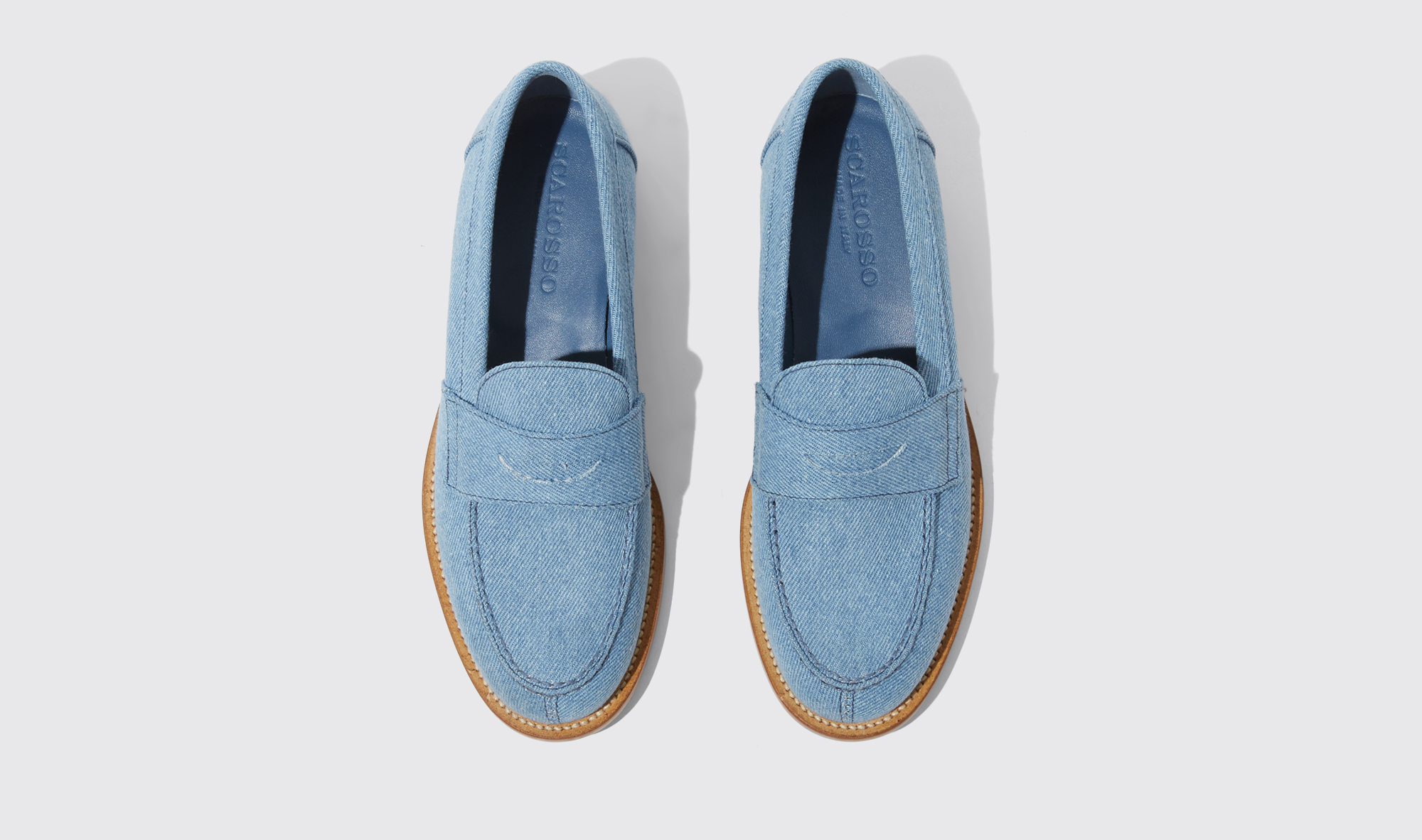 Shop Scarosso Harper Light Blue Denim - Woman Loafers & Flats Light Blue In Light Blue - Denim