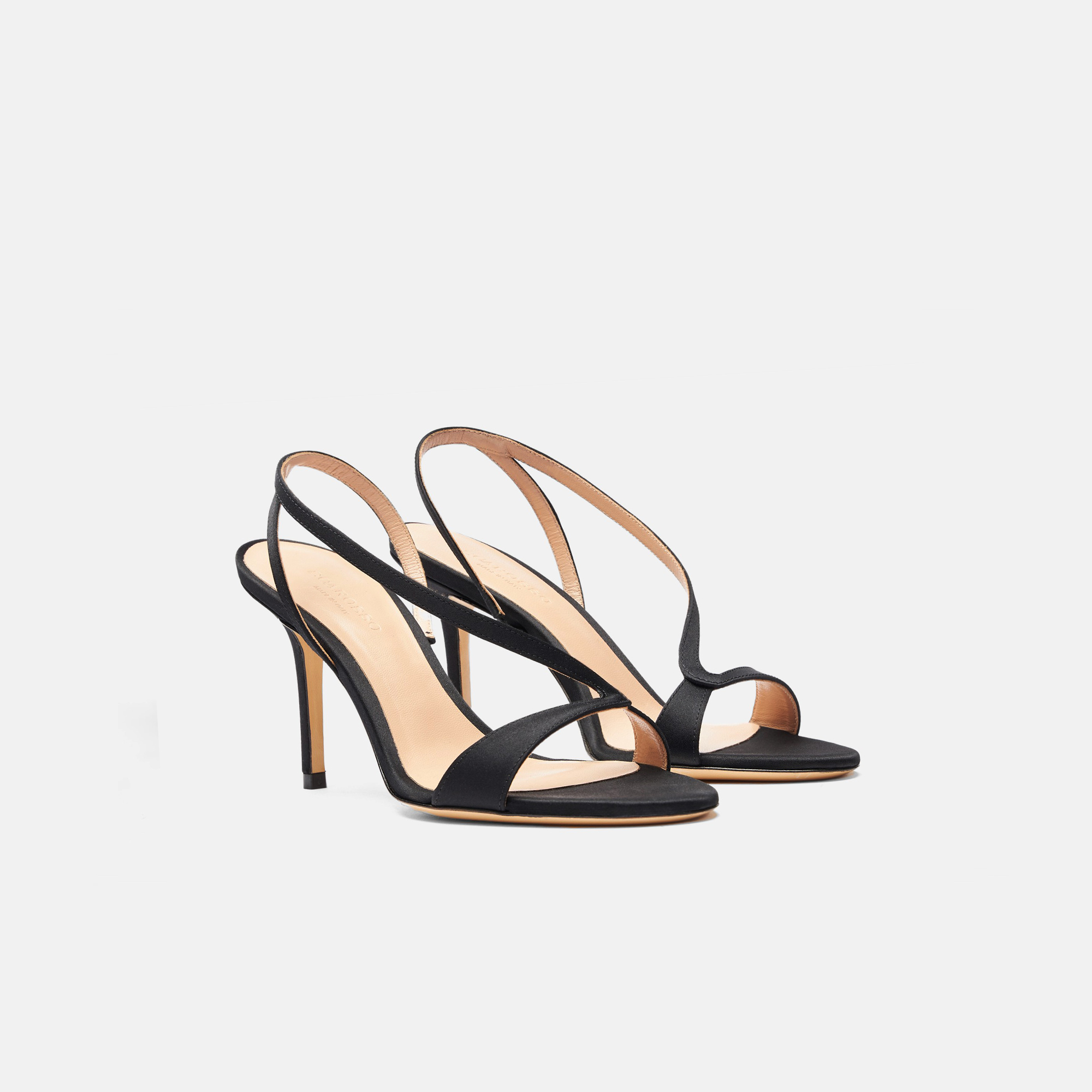 Shop Scarosso Paula Black Satin - Woman Sandals Black In Black - Silk