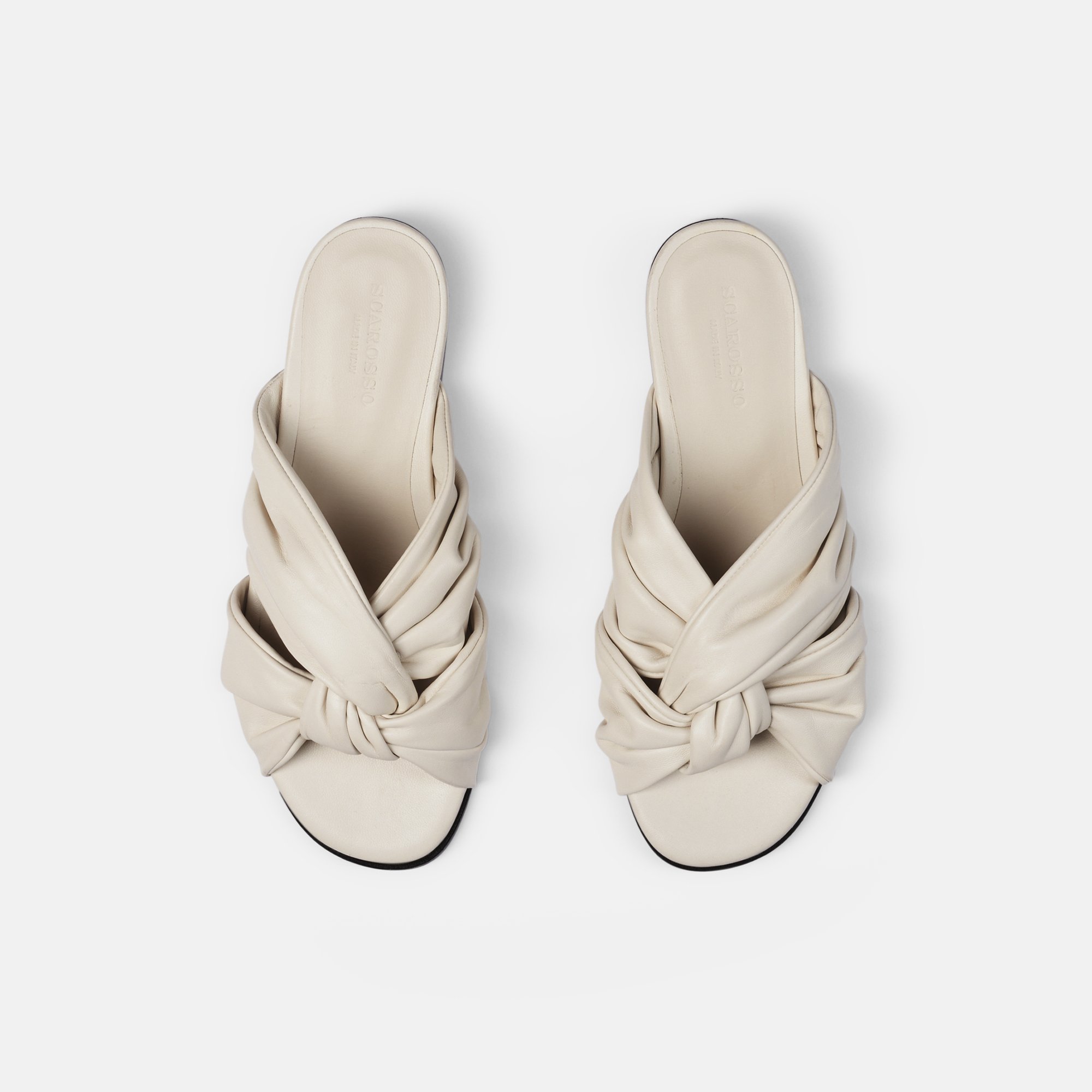 Scarosso Bebe Slides In Off White - Calf