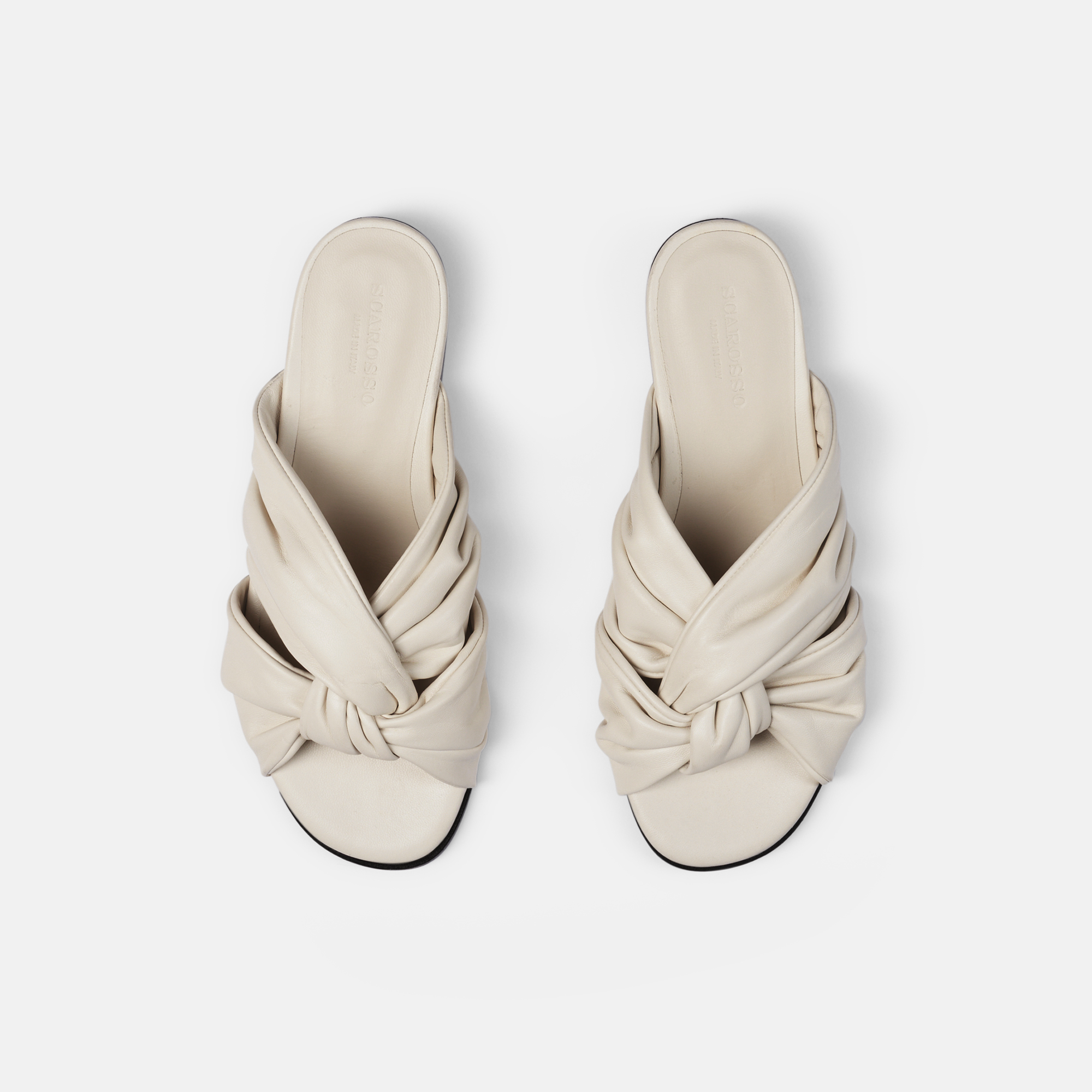 Scarosso Bebe Slides In Off White - Calf