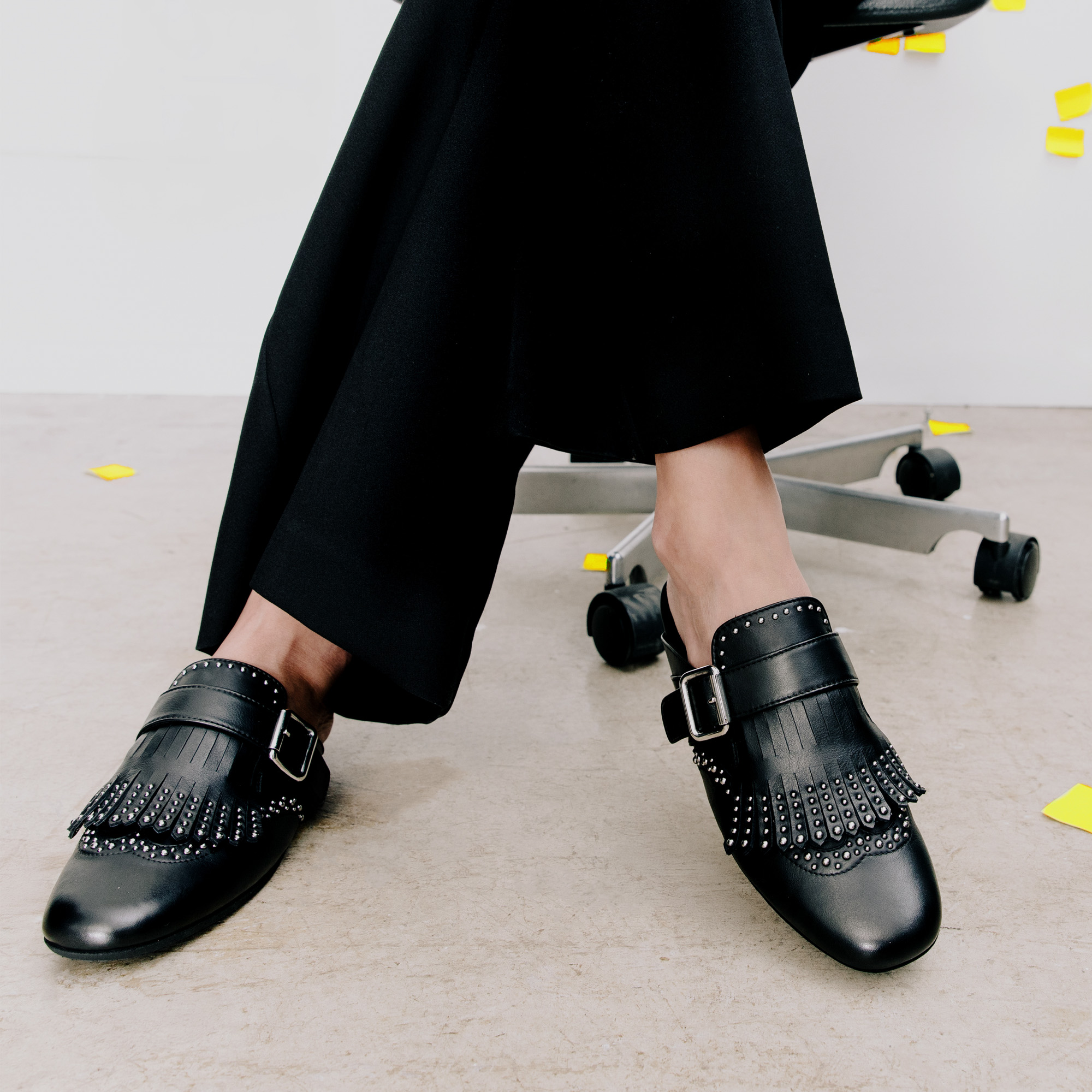 Scarosso Gaia Studded Mule Flat Shoes In Multi