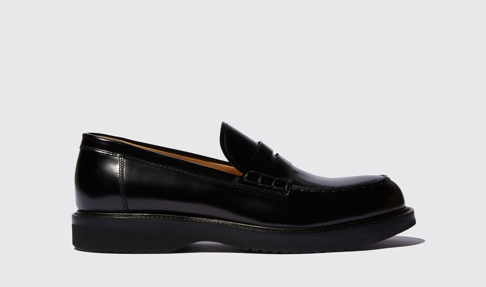 Scarosso Milo Black Bright - Man Loafers Black In Black - Brushed Calf