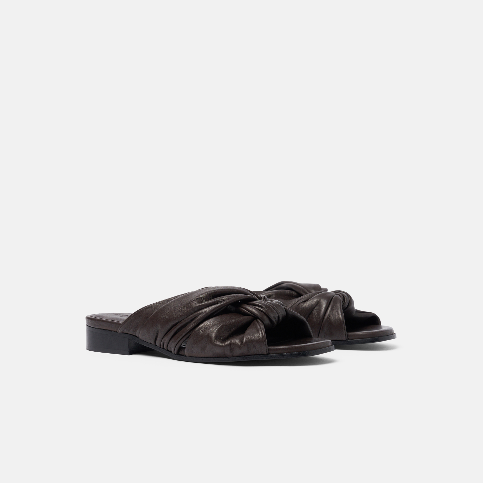 Scarosso Knotted-detail Slide Sandals In Dark Brown - Calf